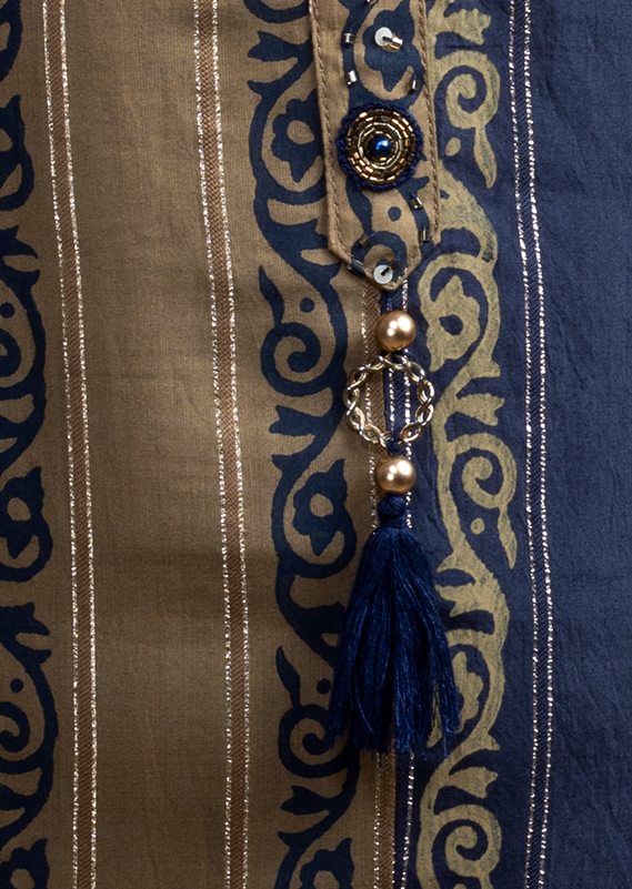 Silk block printed kurti - Dedhia House