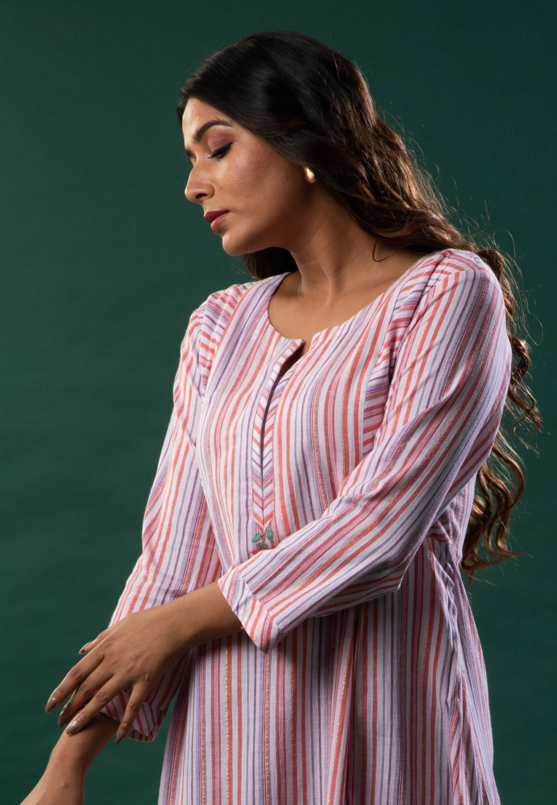 Cotton hand embroidered kurti - Dedhia House