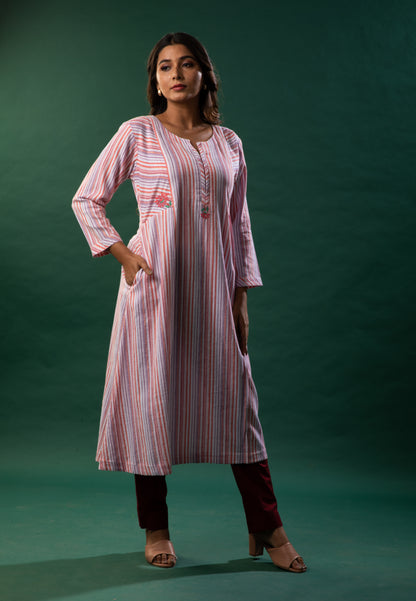 Cotton hand embroidered kurti - Dedhia House