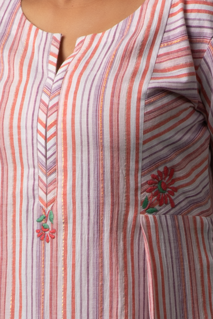 Cotton hand embroidered kurti - Dedhia House