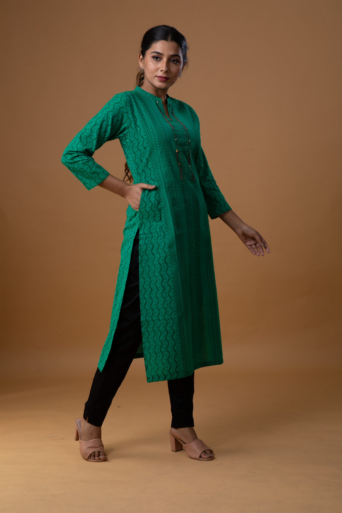 Cotton block printed kurti - Dedhia House