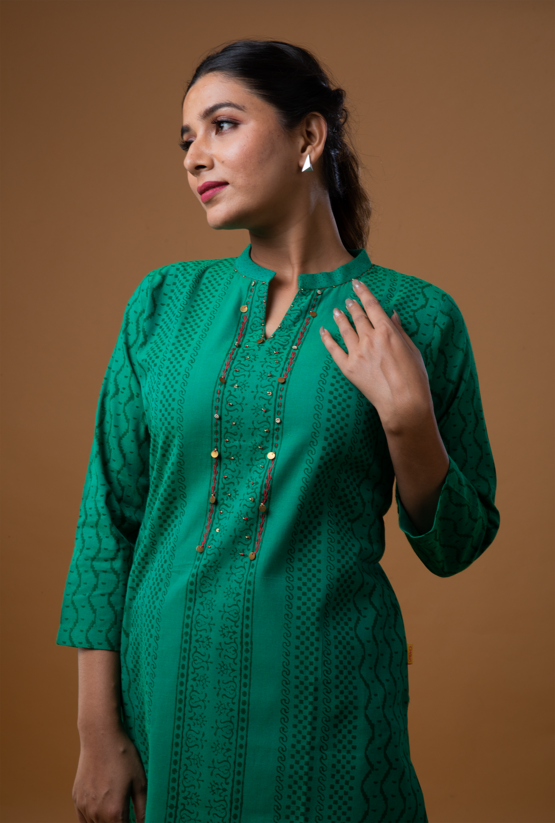 Cotton block printed kurti - Dedhia House