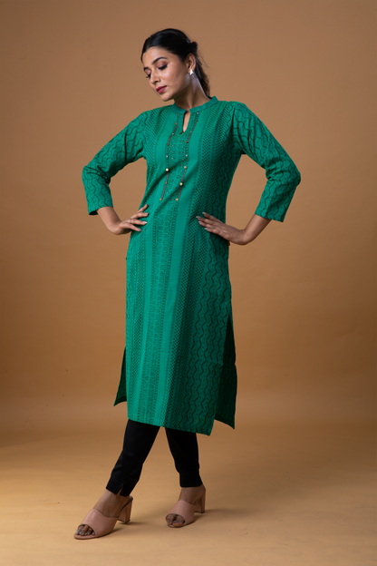 Cotton block printed kurti - Dedhia House