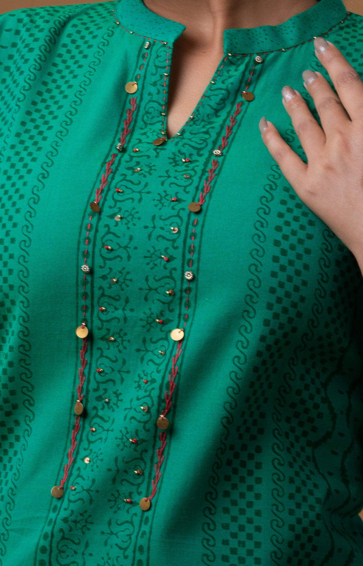 Cotton block printed kurti - Dedhia House