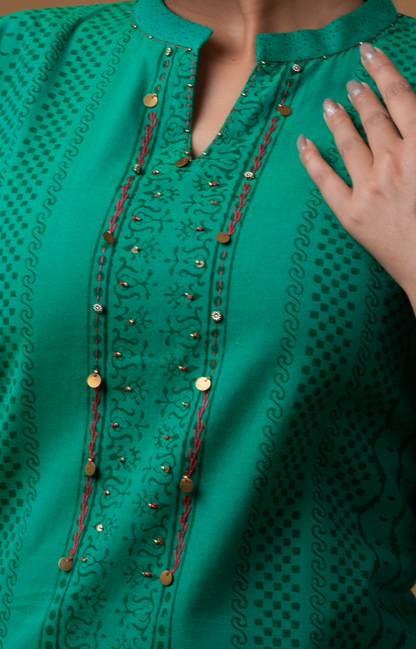 Cotton block printed kurti - Dedhia House