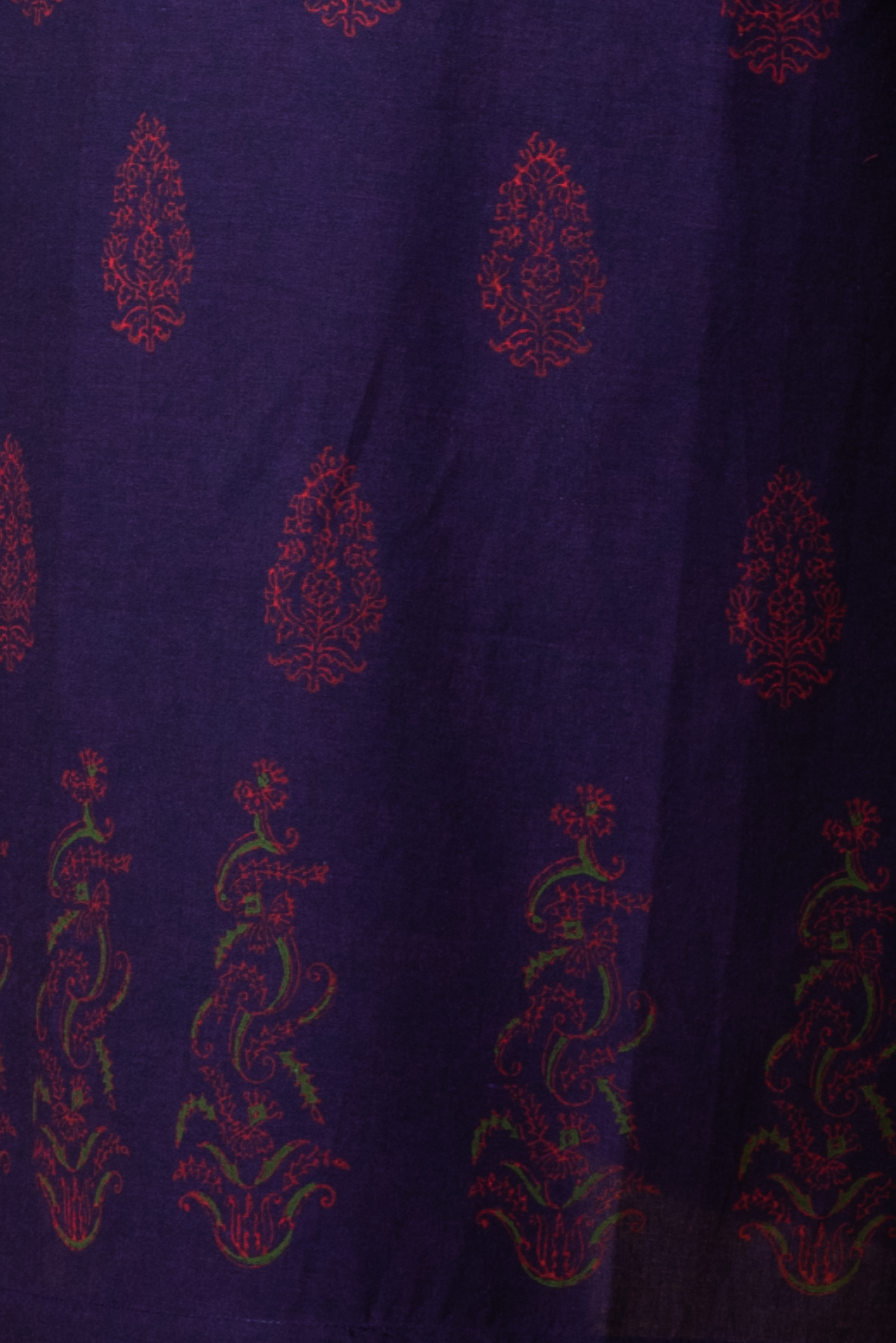 Elegant Cotton Kurti with Hand-Stamped Block Print & Embroidery - Dedhia House