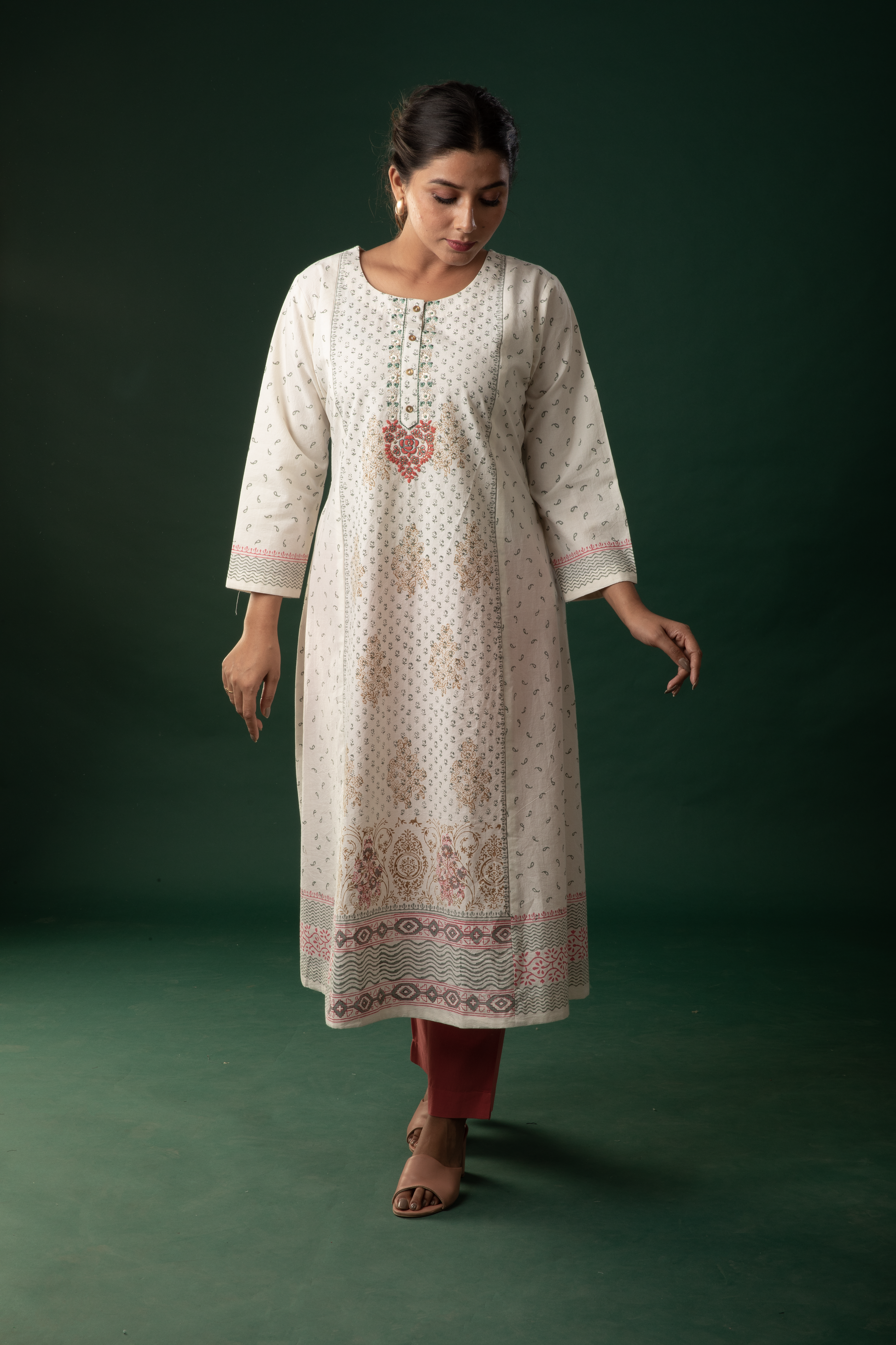 Block printed cotton kurti - Dedhia House