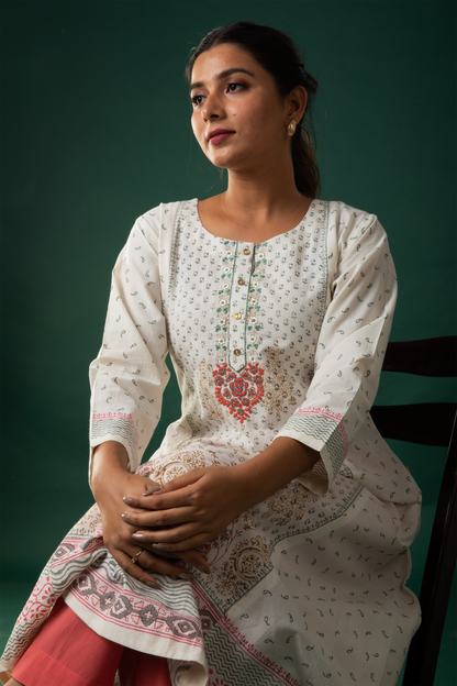 Block printed cotton kurti - Dedhia House