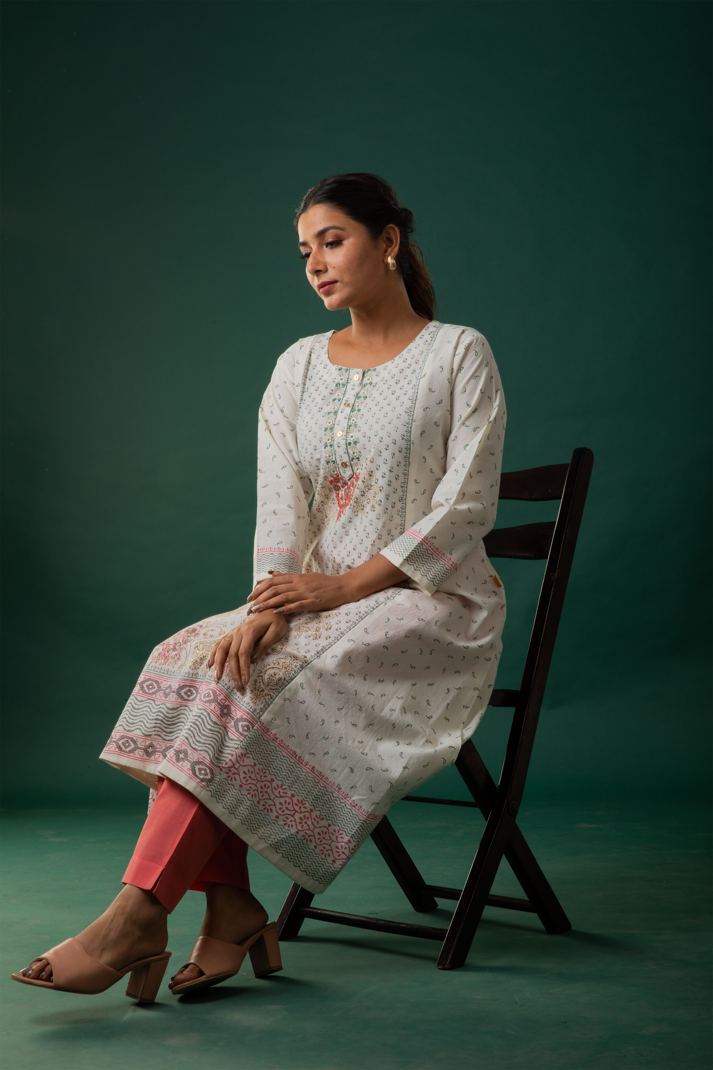 Block printed cotton kurti - Dedhia House