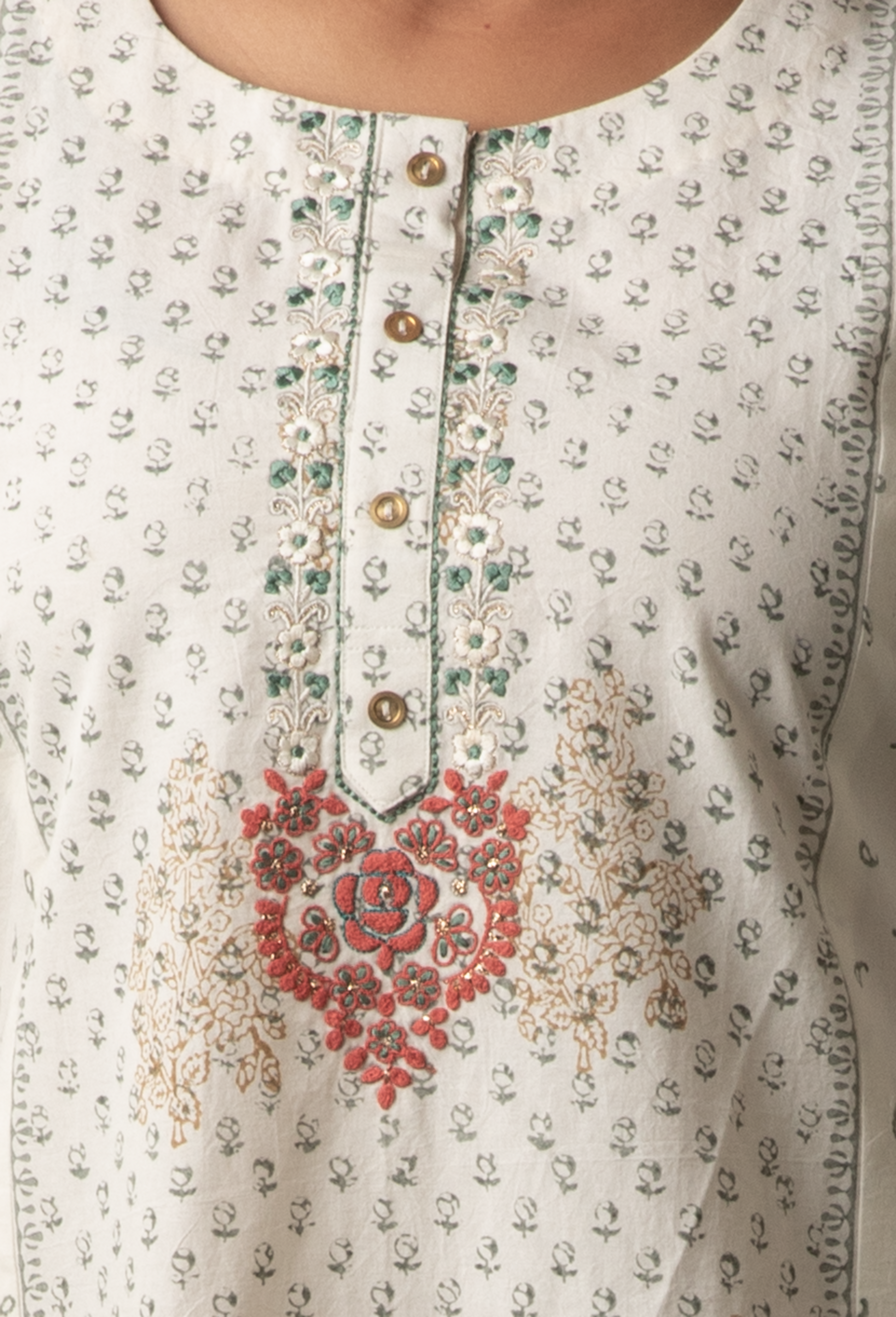 Block printed cotton kurti - Dedhia House