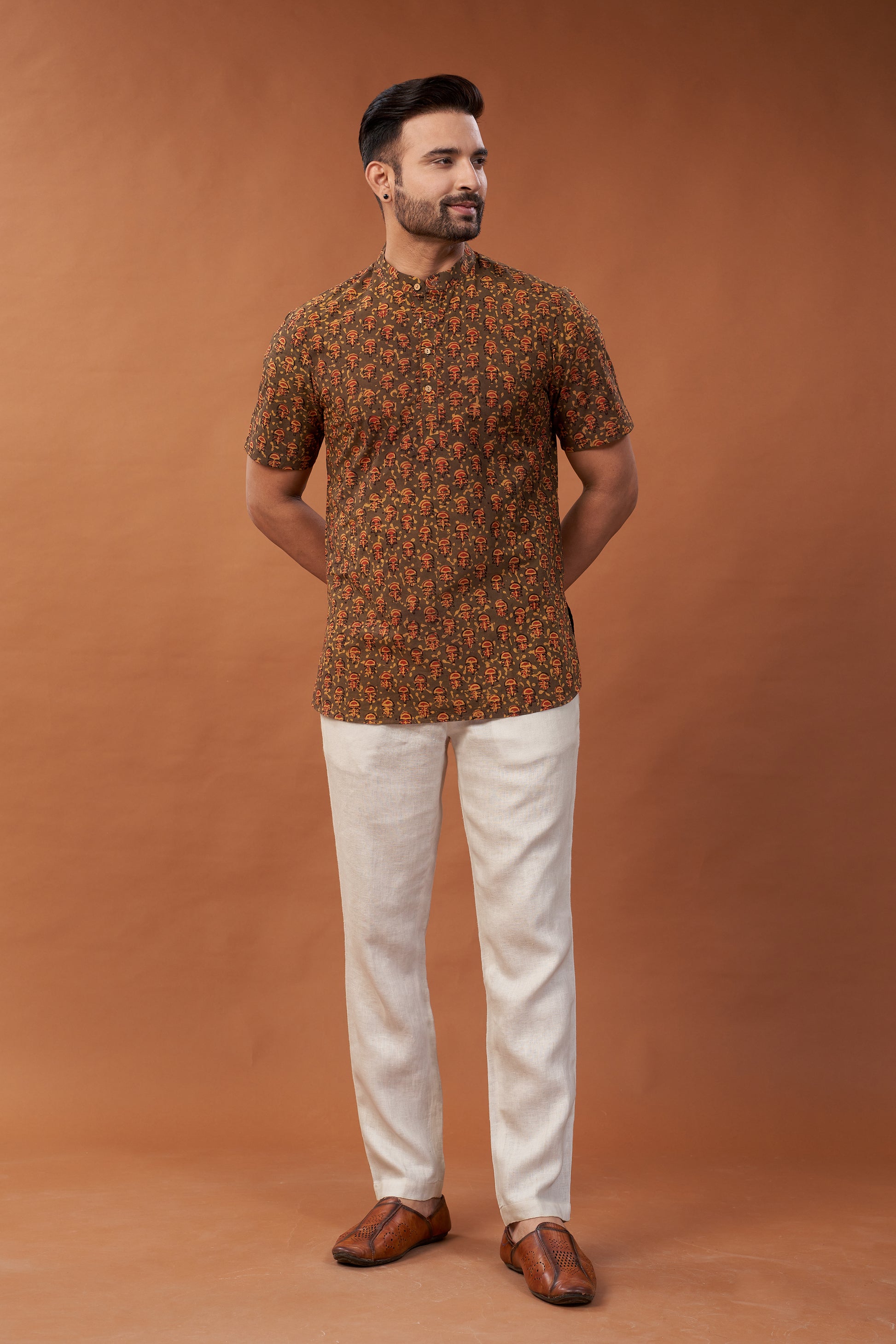 M1019 Brown Cotton Kurta Shirt
