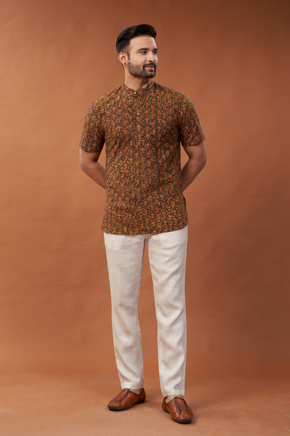 M1019 Brown Cotton Kurta Shirt