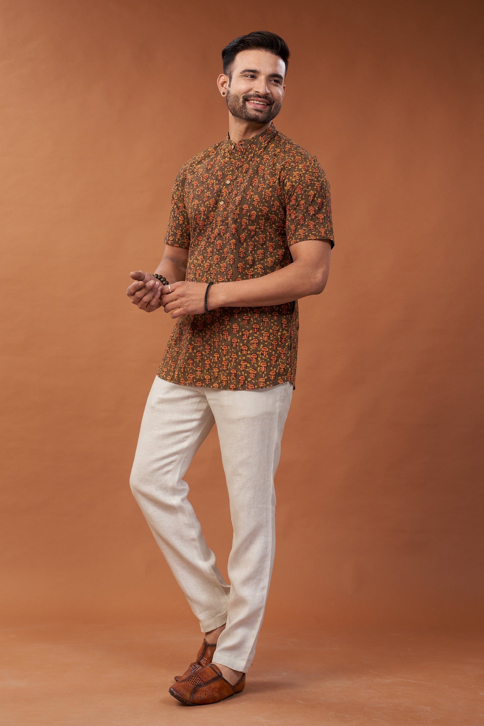 M1019 Brown Cotton Kurta Shirt