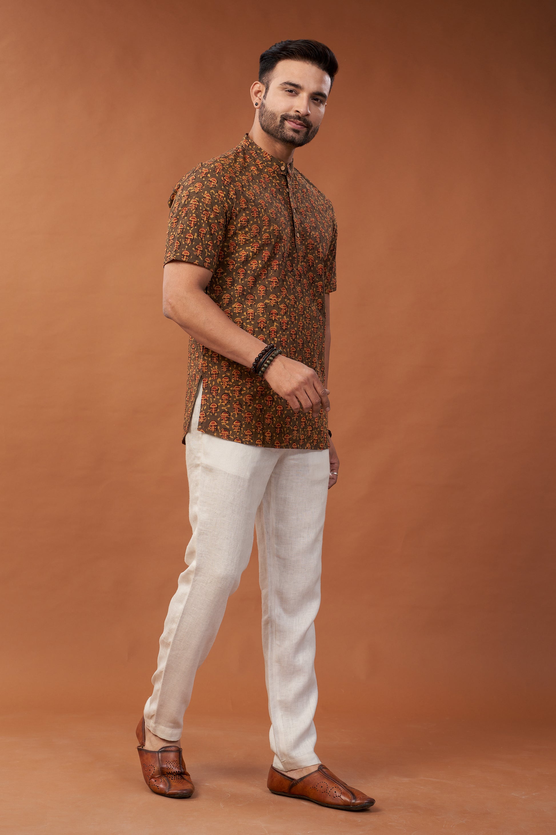M1019 Brown Cotton Kurta Shirt