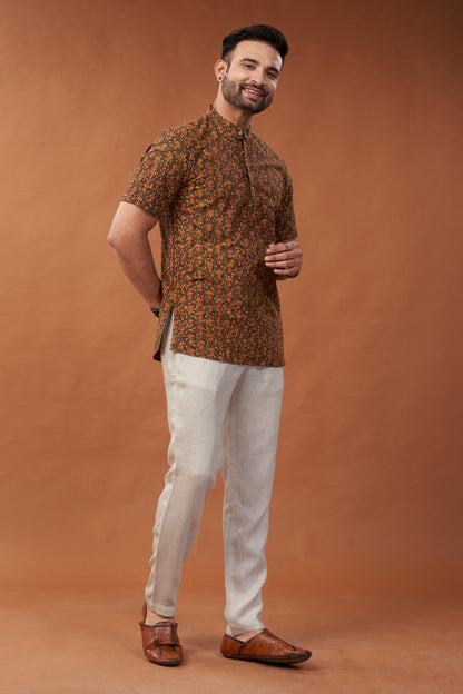 M1019 Brown Cotton Kurta Shirt