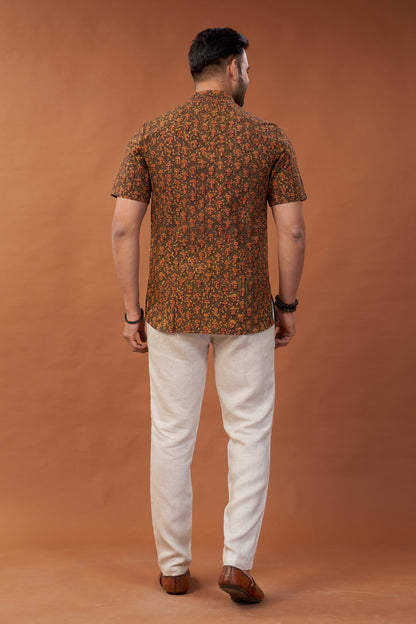 M1019 Brown Cotton Kurta Shirt