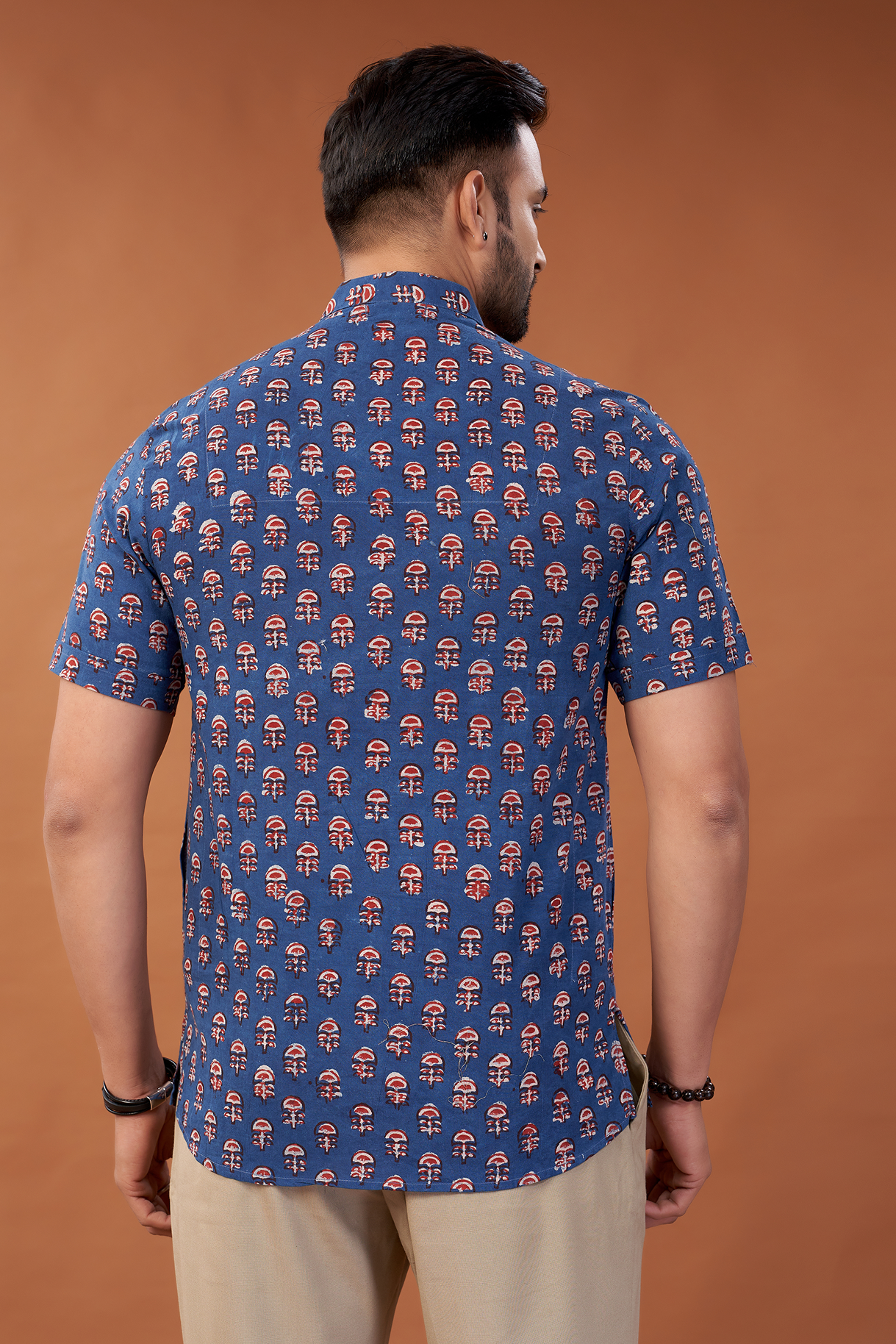 Ajrakh Blue Abstract Kurta T-Shirt - Dedhia House
