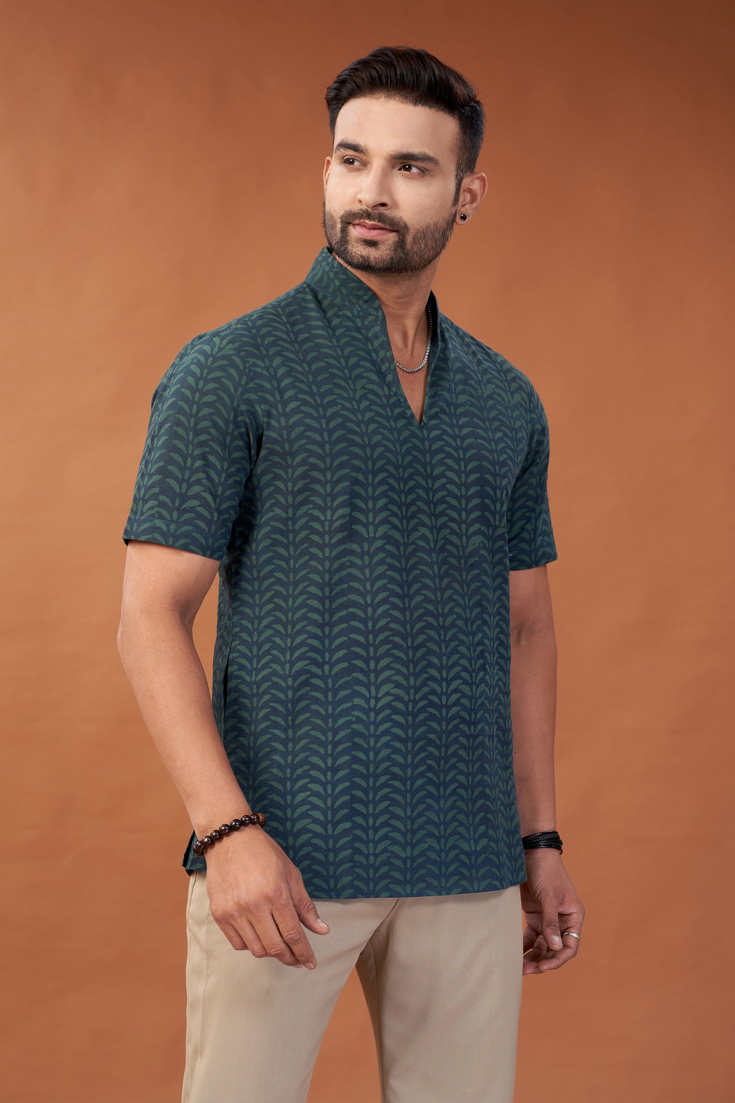 Ajrakh Green Kurta T-Shirt - Dedhia House