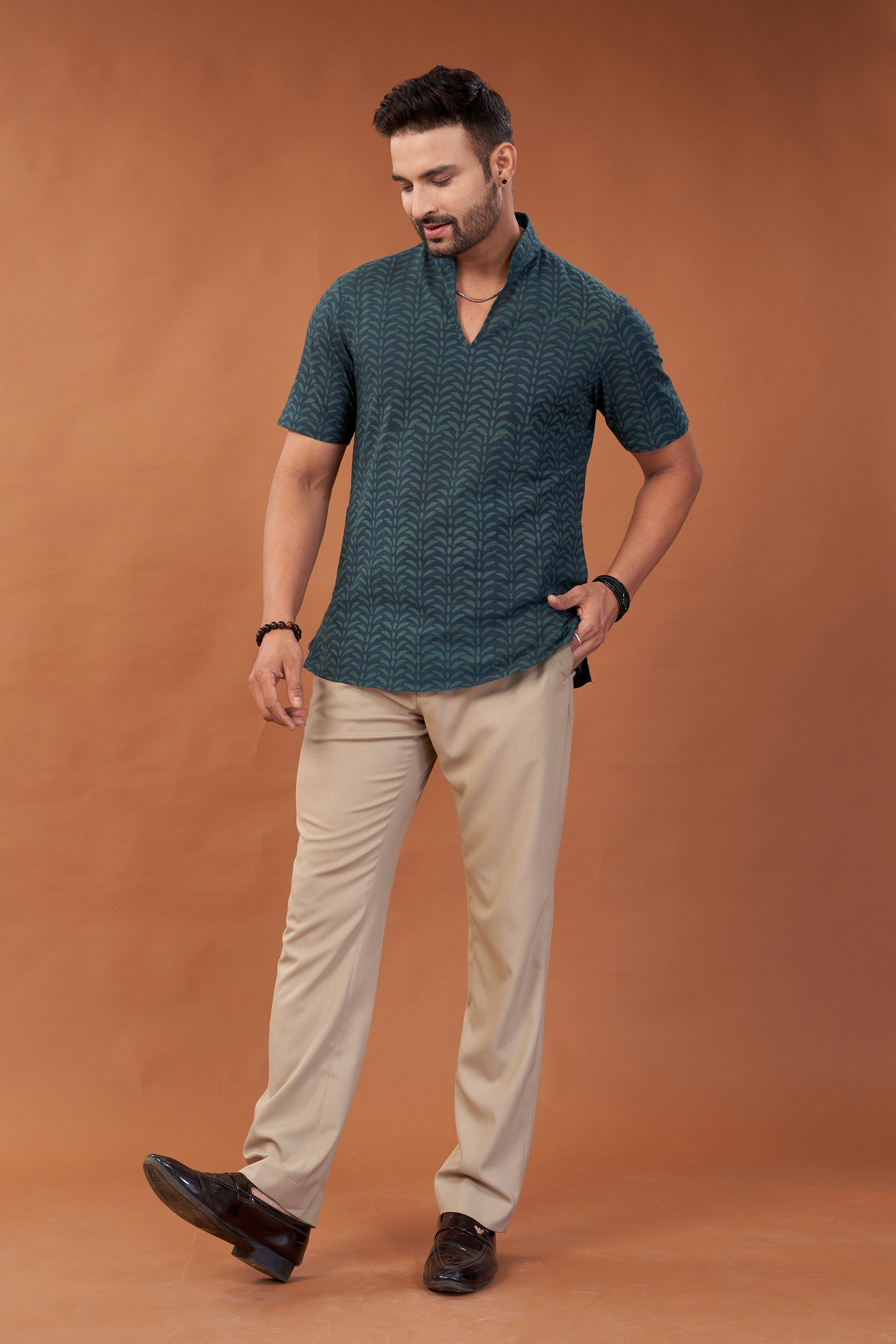 Ajrakh Green Kurta T-Shirt - Dedhia House