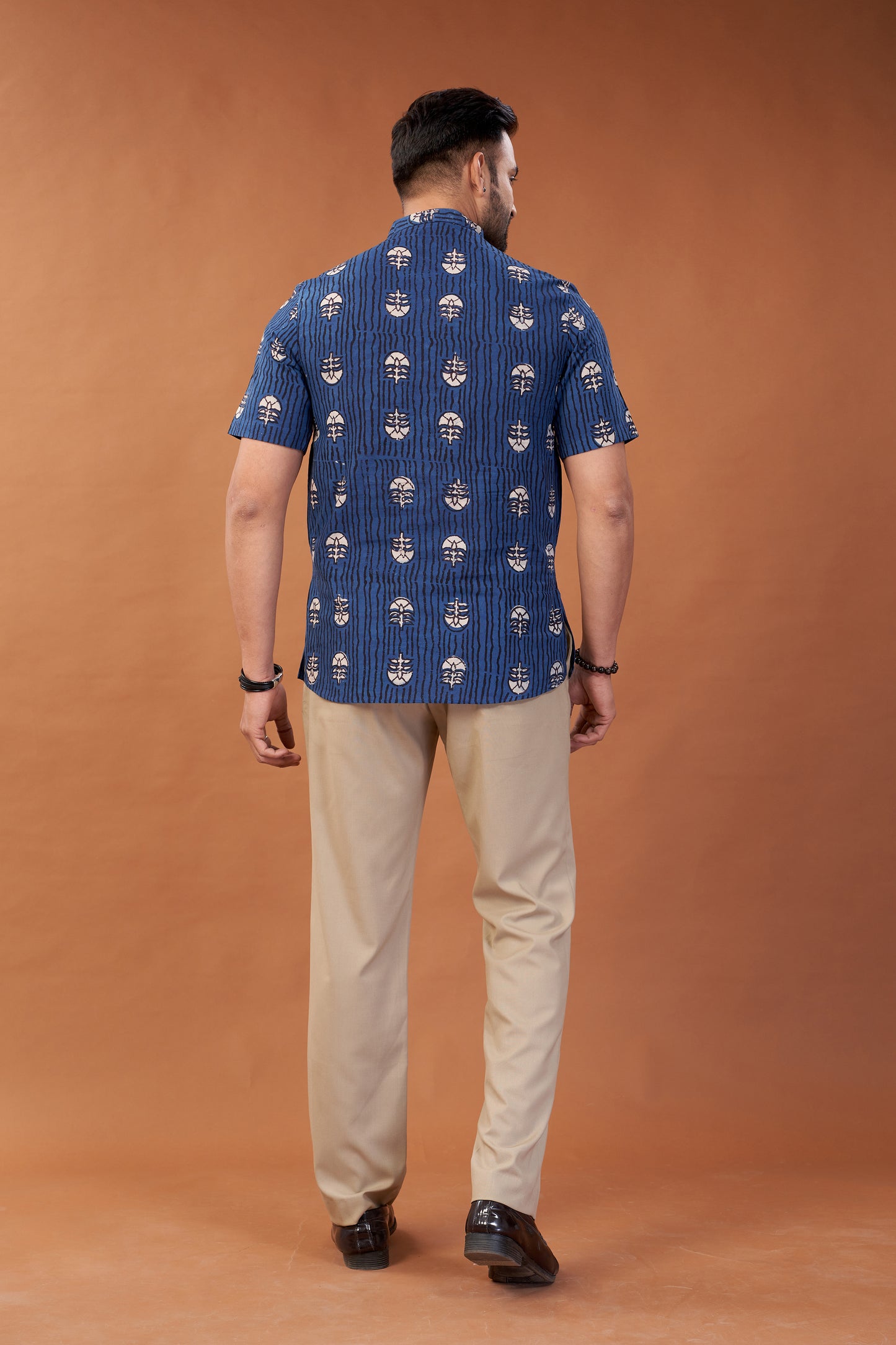 Ajrakh Blue Kurta T-Shirt - Dedhia House