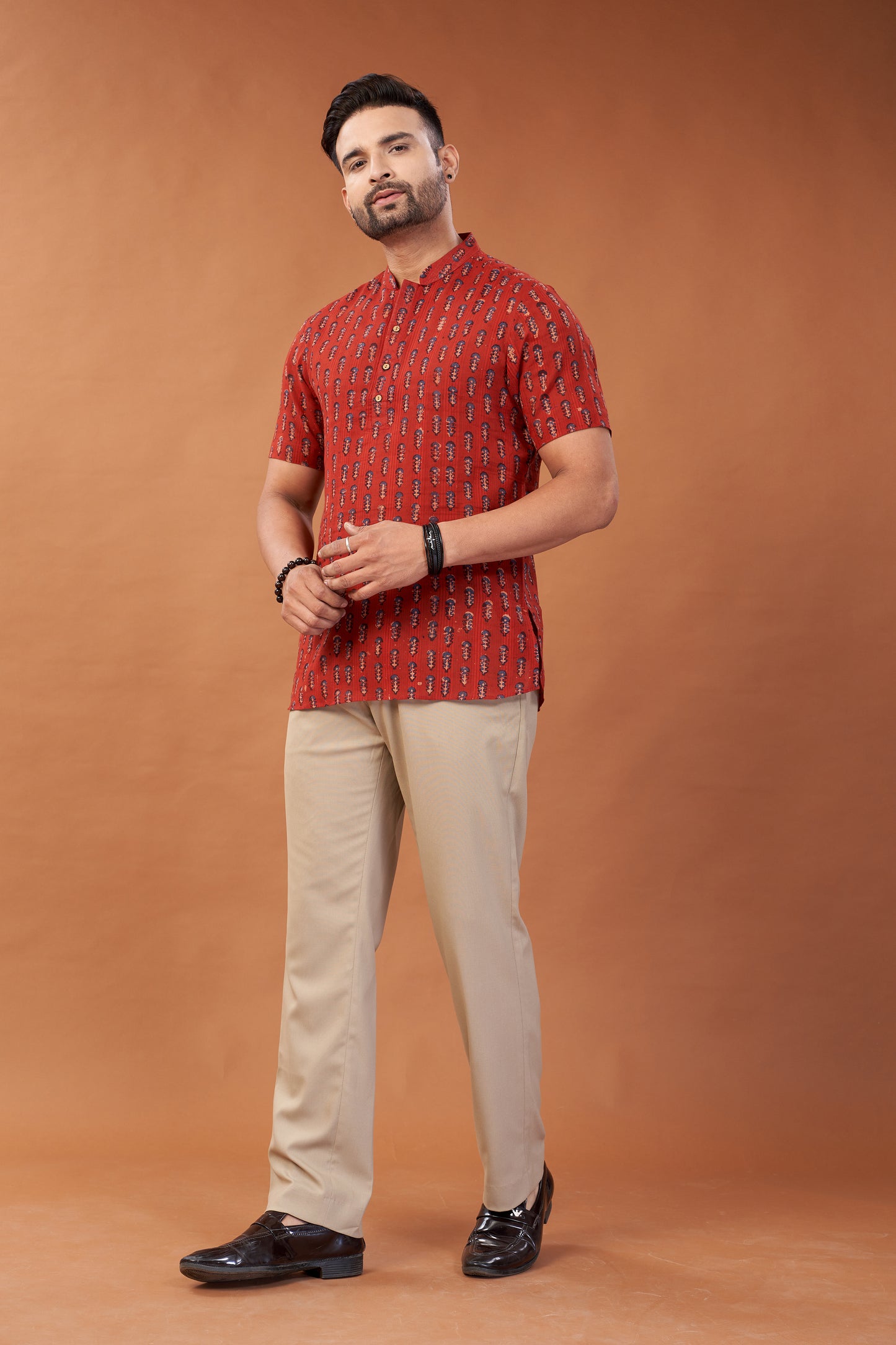 Ajrakh Short Kurta T-Shirt - Dedhia House