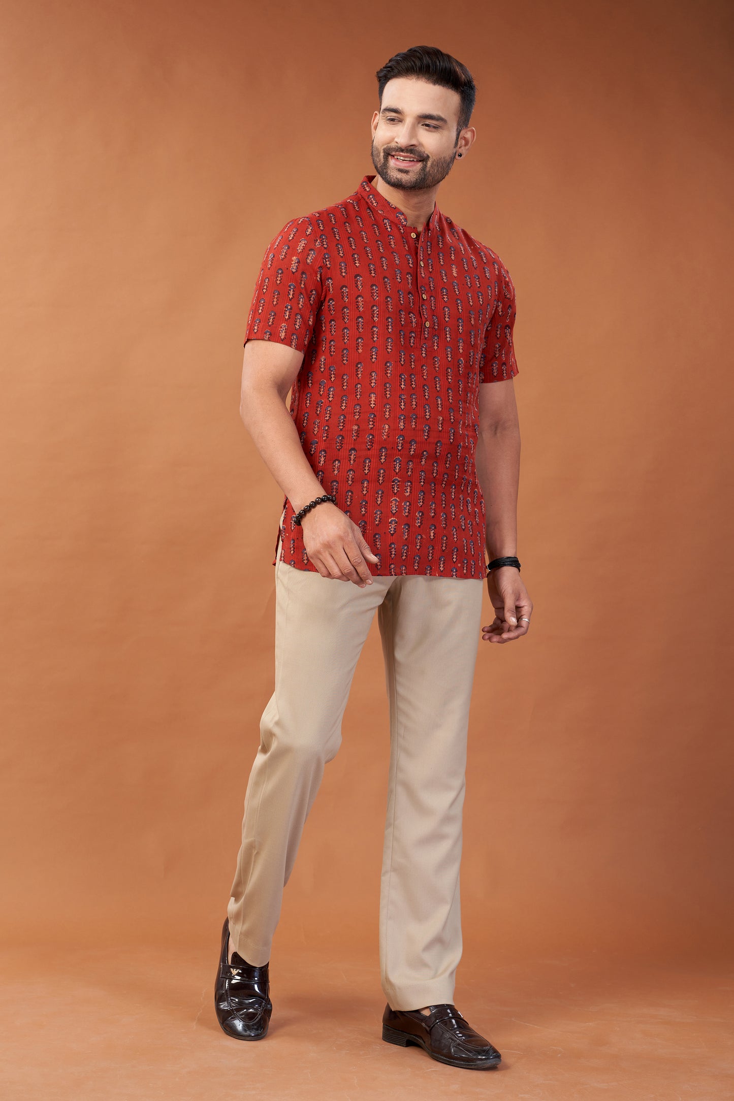 Ajrakh Short Kurta T-Shirt - Dedhia House