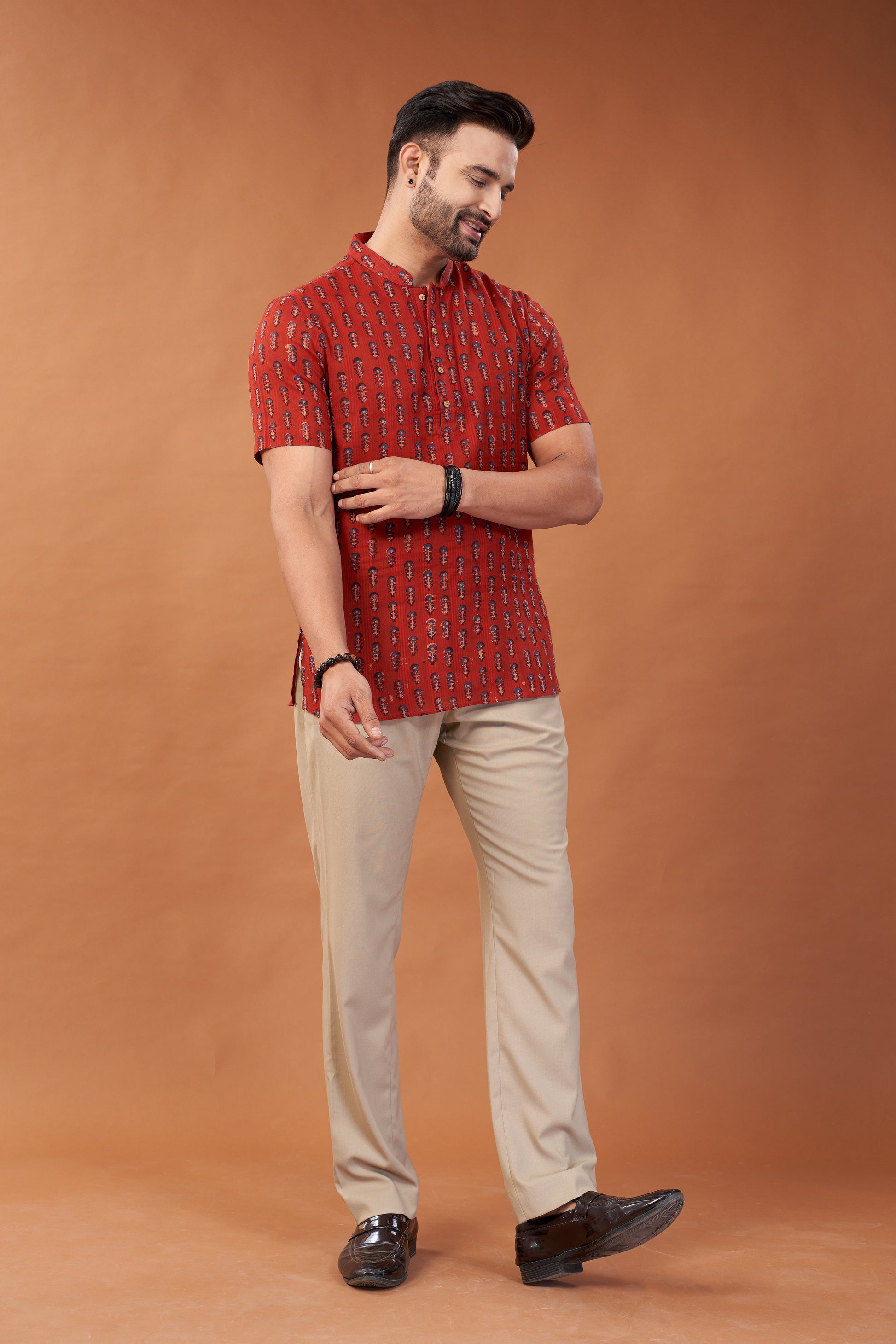 Ajrakh Short Kurta T-Shirt - Dedhia House