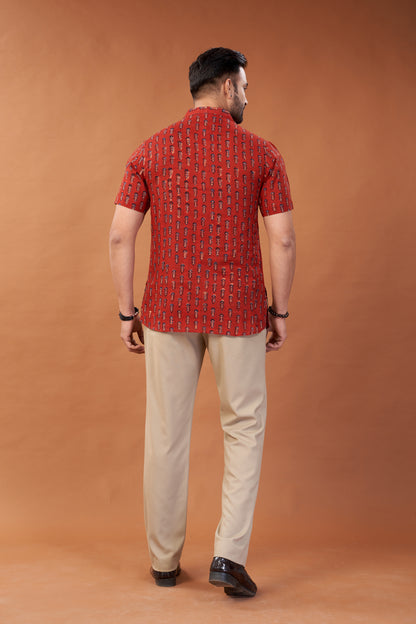 Ajrakh Short Kurta T-Shirt - Dedhia House