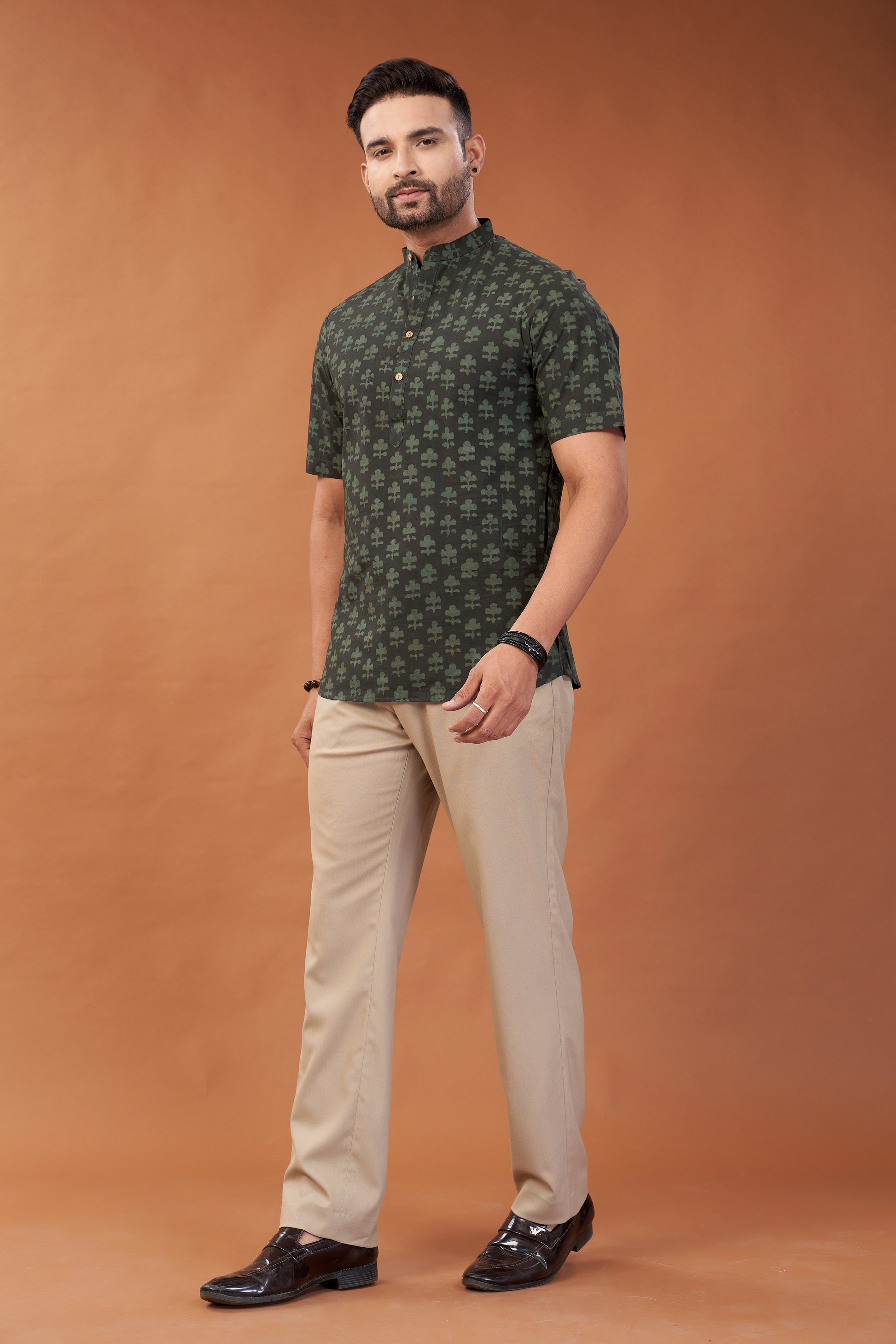 Ajrakh Green Kurta T-Shirt - Dedhia House