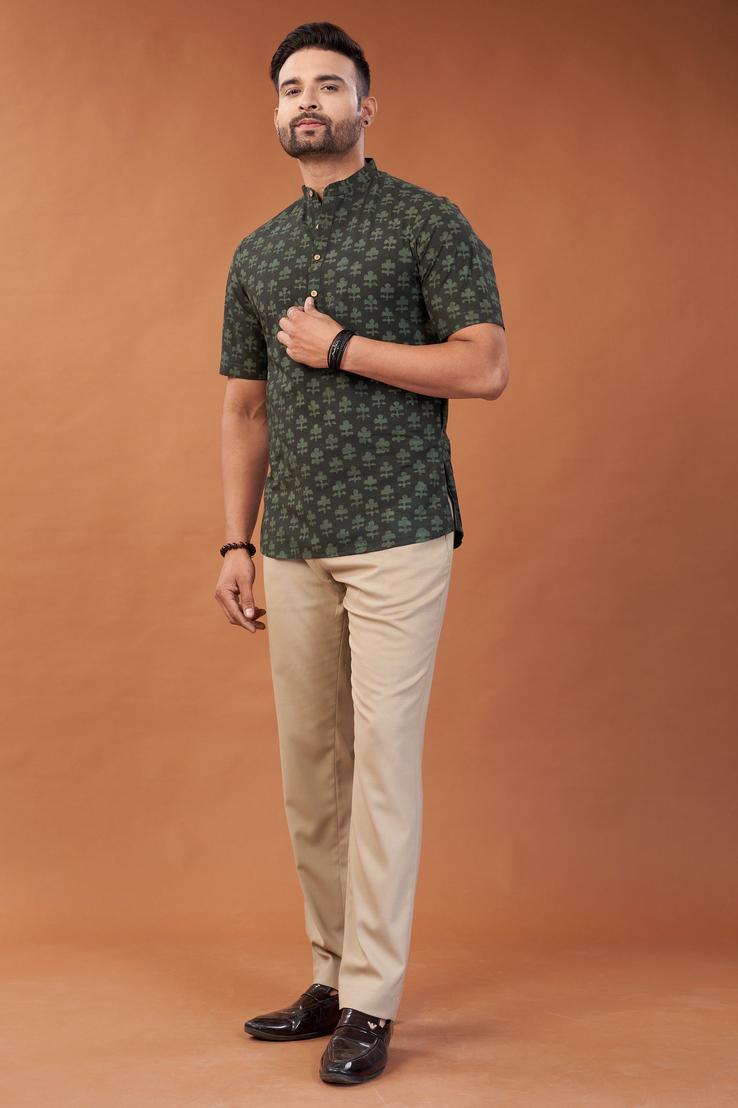 Ajrakh Green Kurta T-Shirt - Dedhia House