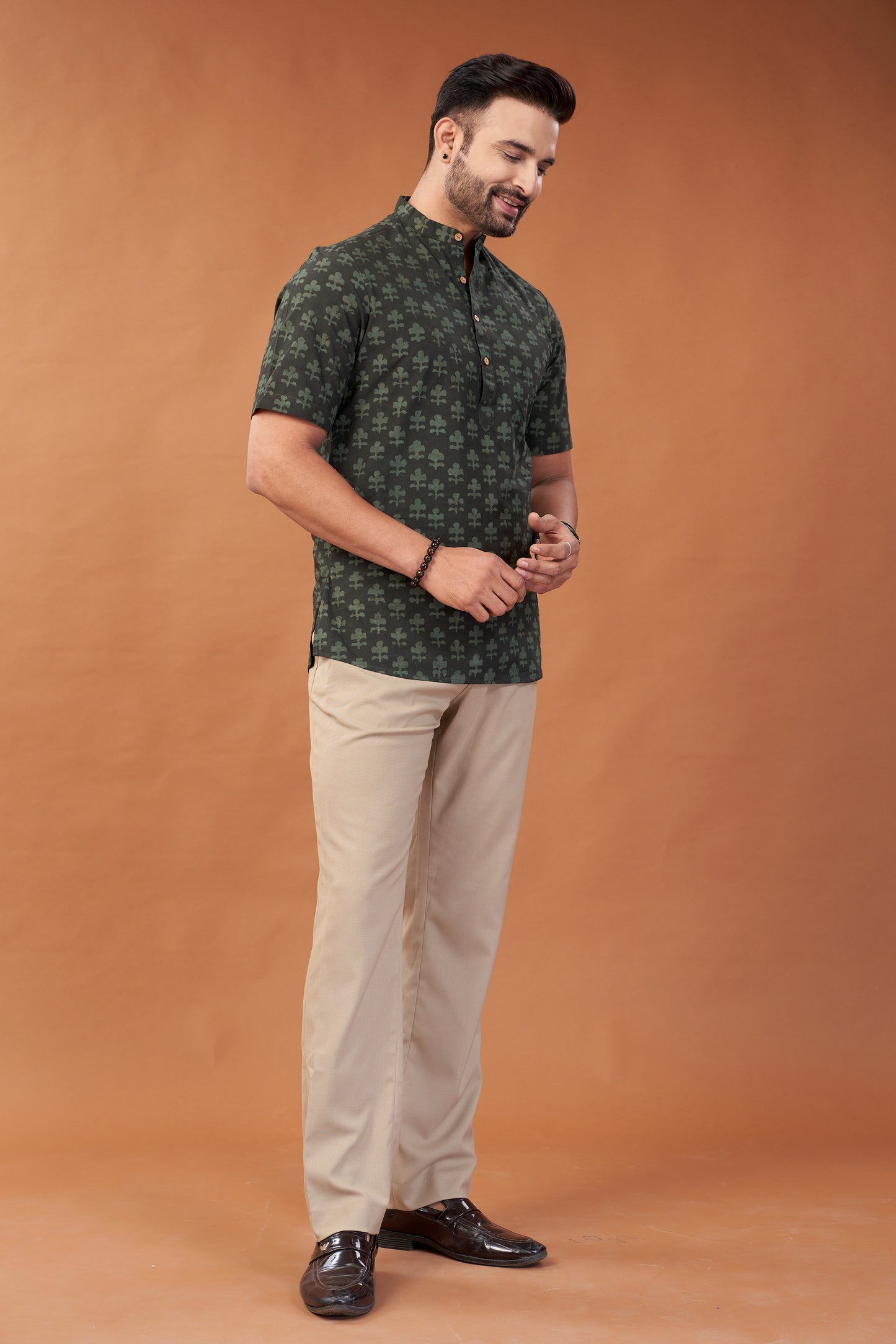 Ajrakh Green Kurta T-Shirt - Dedhia House