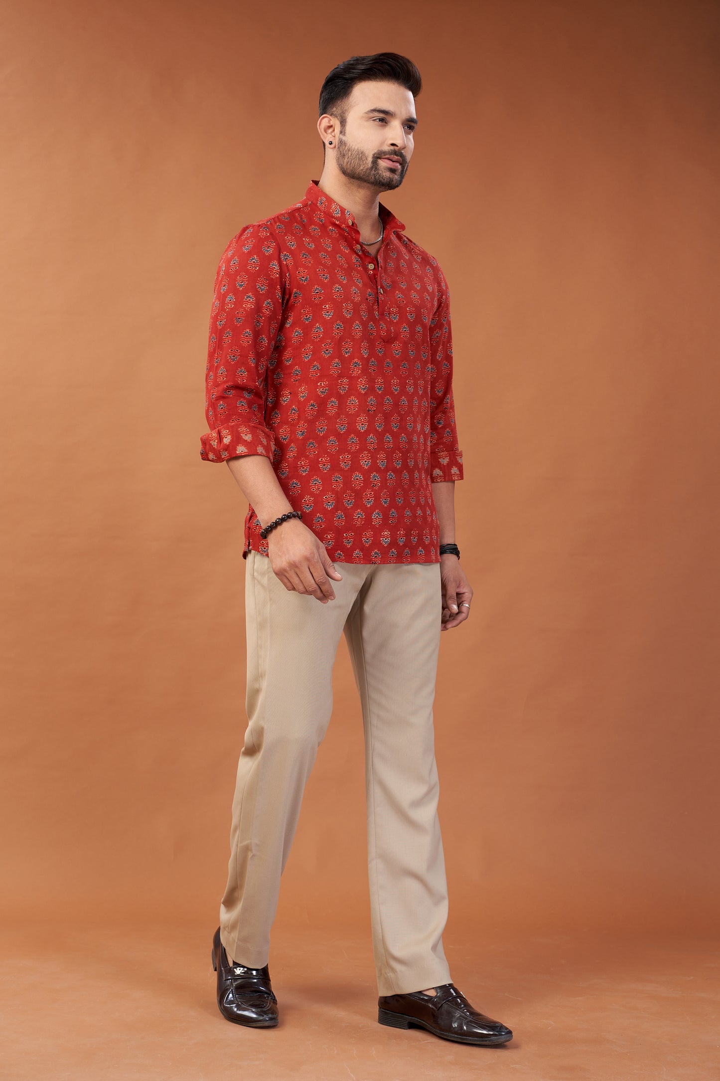 Ajrakh Red Kurta Shirt - Dedhia House