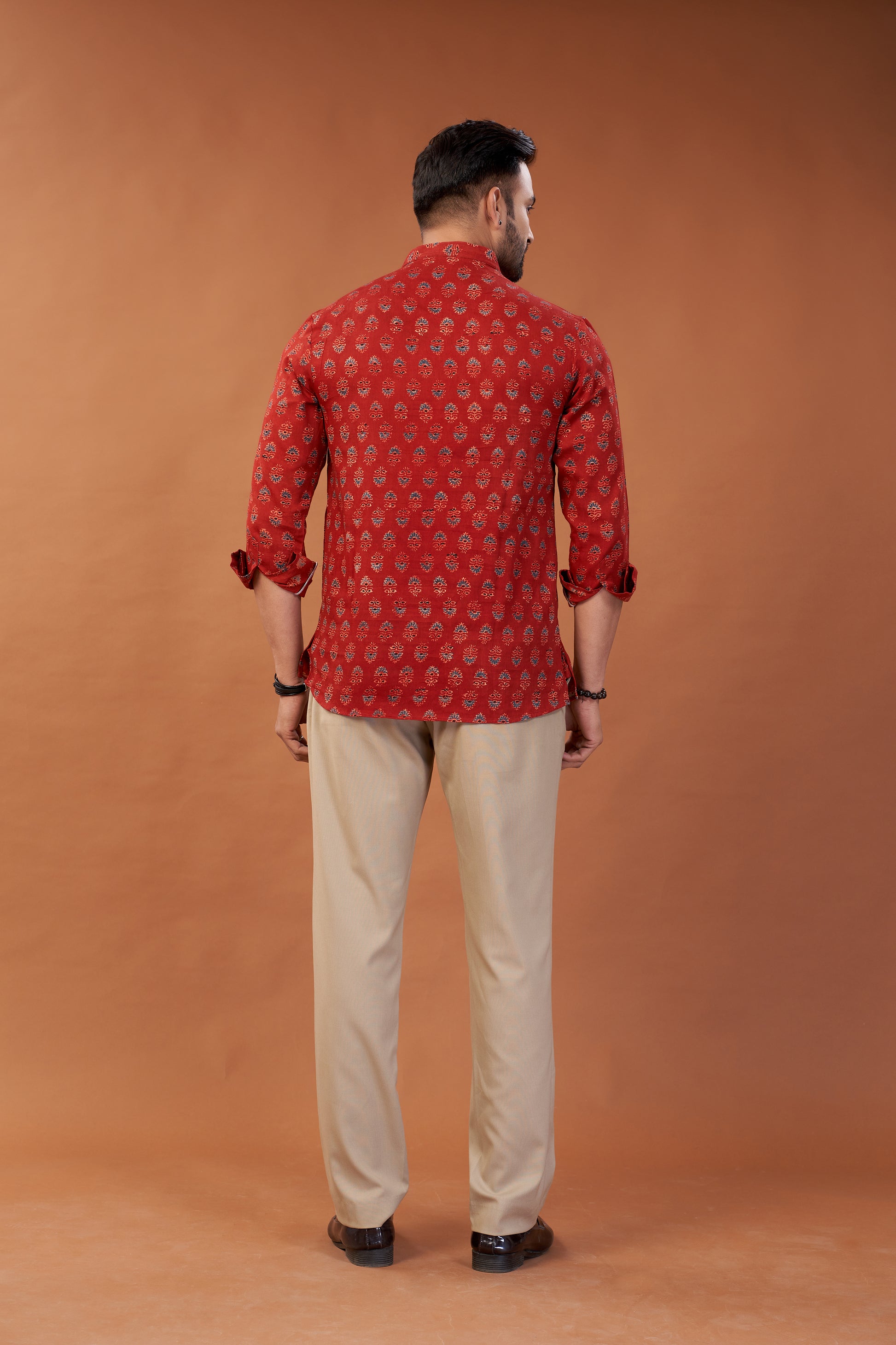 Ajrakh Red Kurta Shirt - Dedhia House