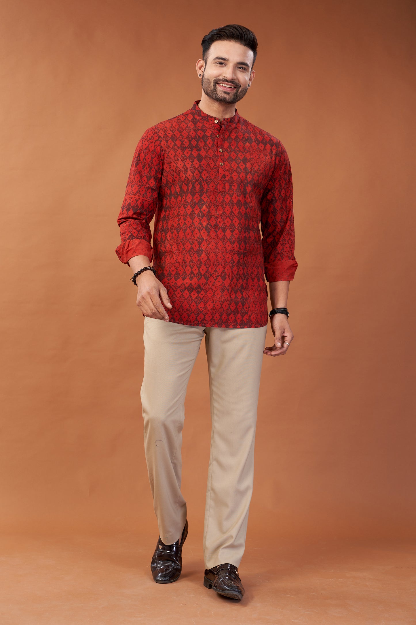 Ajrakh Red Kurta Shirt - Dedhia House