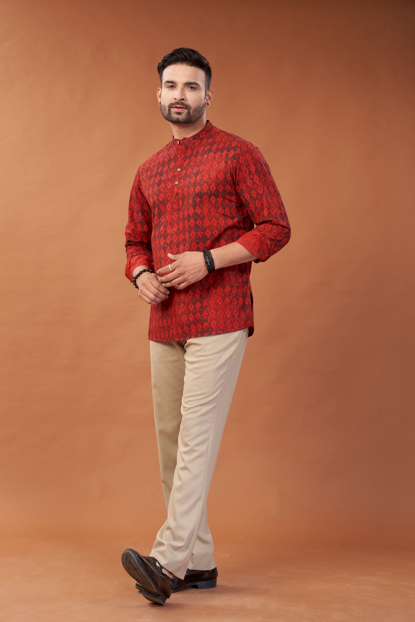 Ajrakh Red Kurta Shirt - Dedhia House
