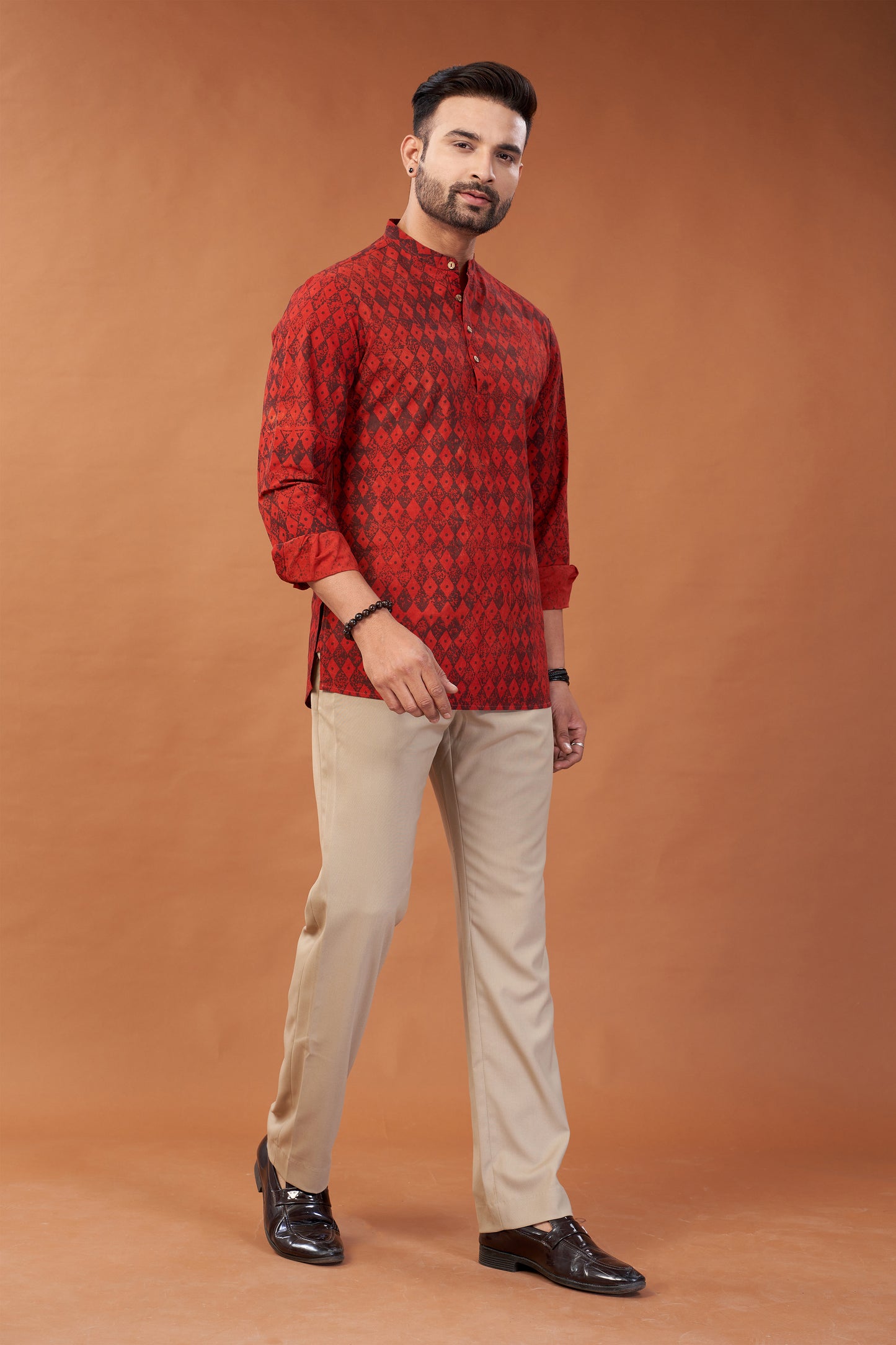 Ajrakh Red Kurta Shirt - Dedhia House