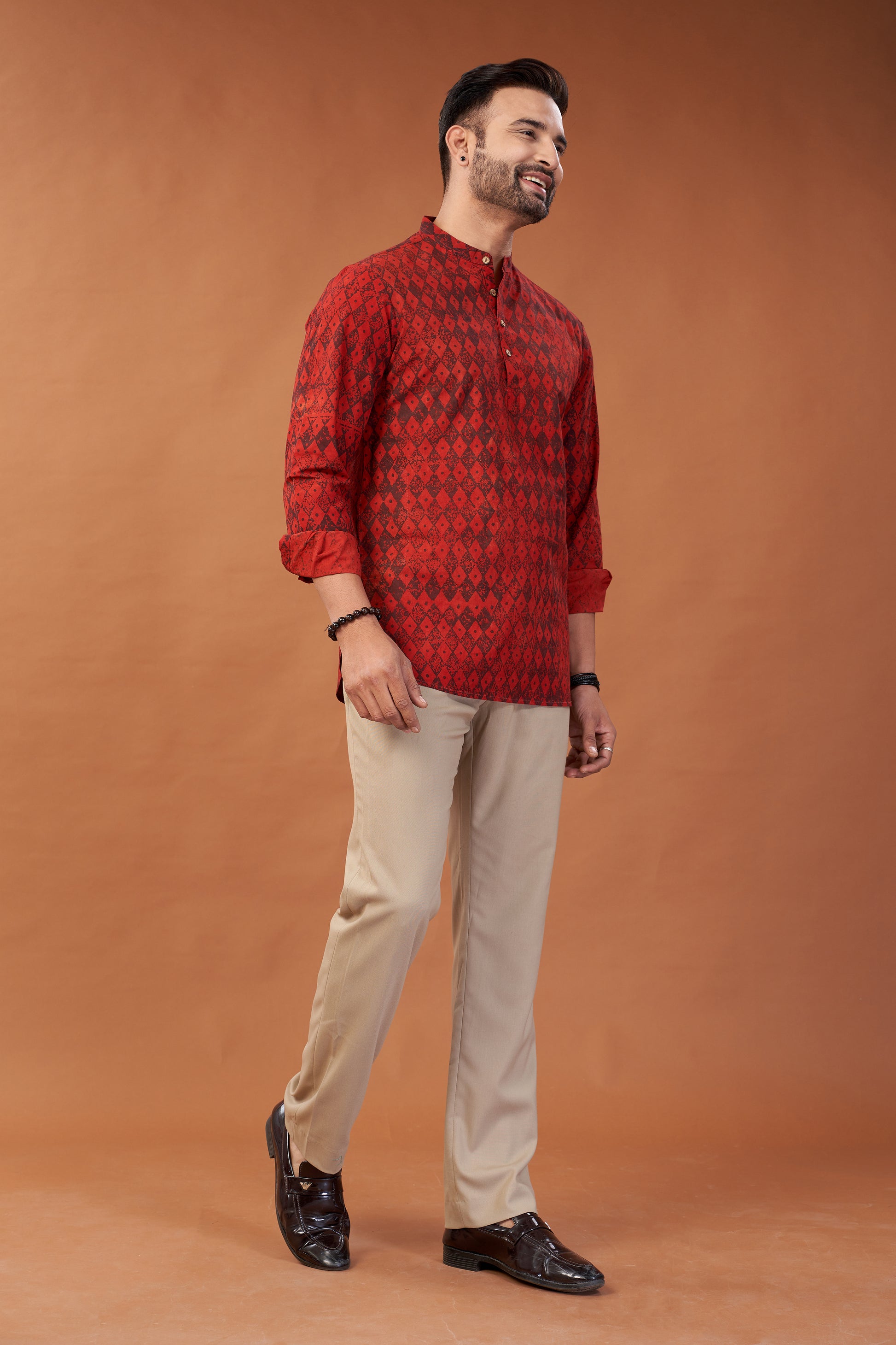 Ajrakh Red Kurta Shirt - Dedhia House