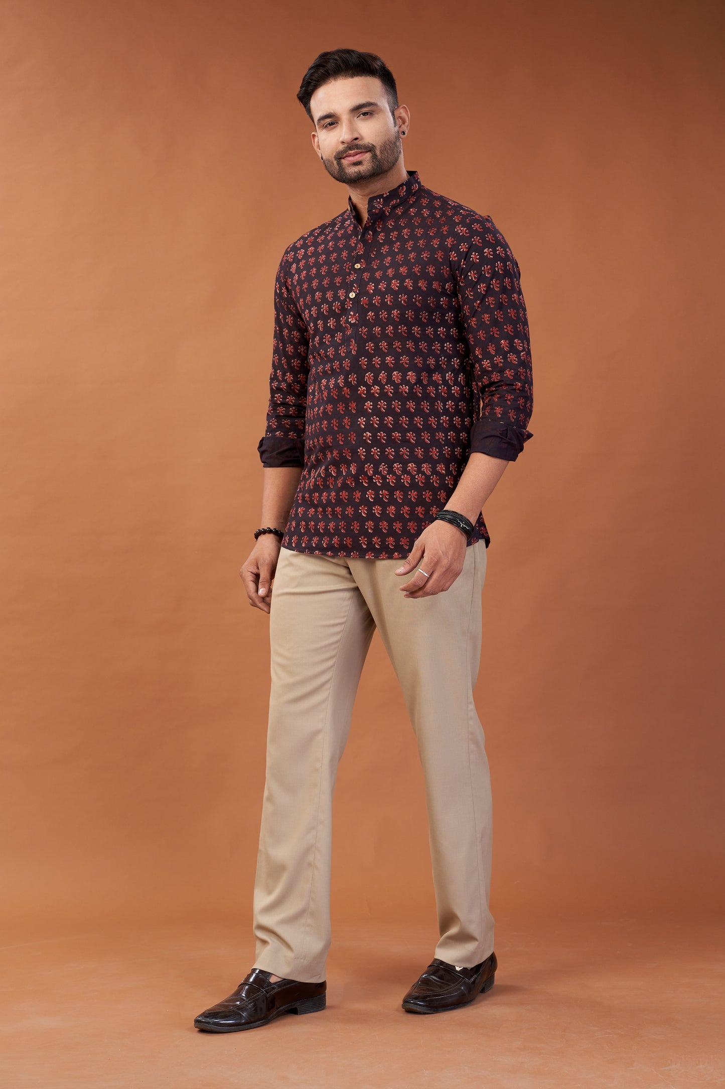 Ajrakh Maroon Kurta Shirt - Dedhia House