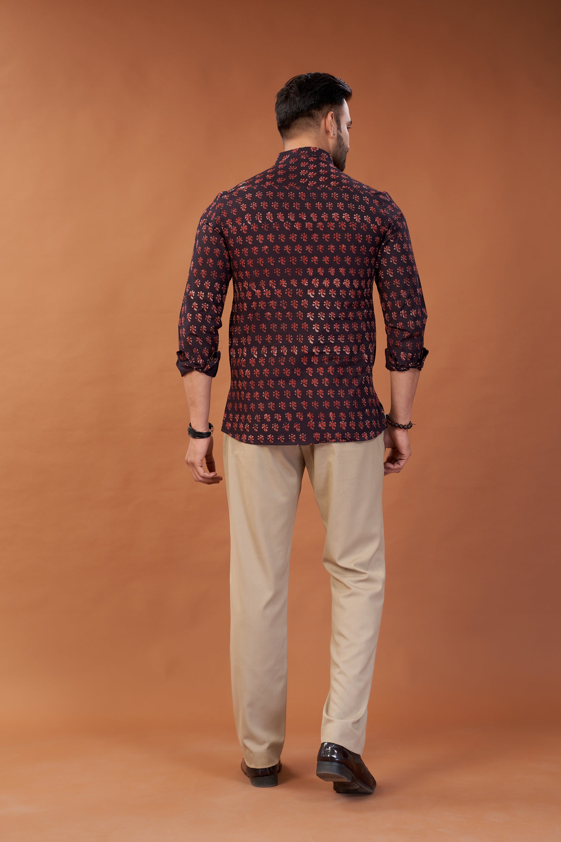 Ajrakh Maroon Kurta Shirt - Dedhia House