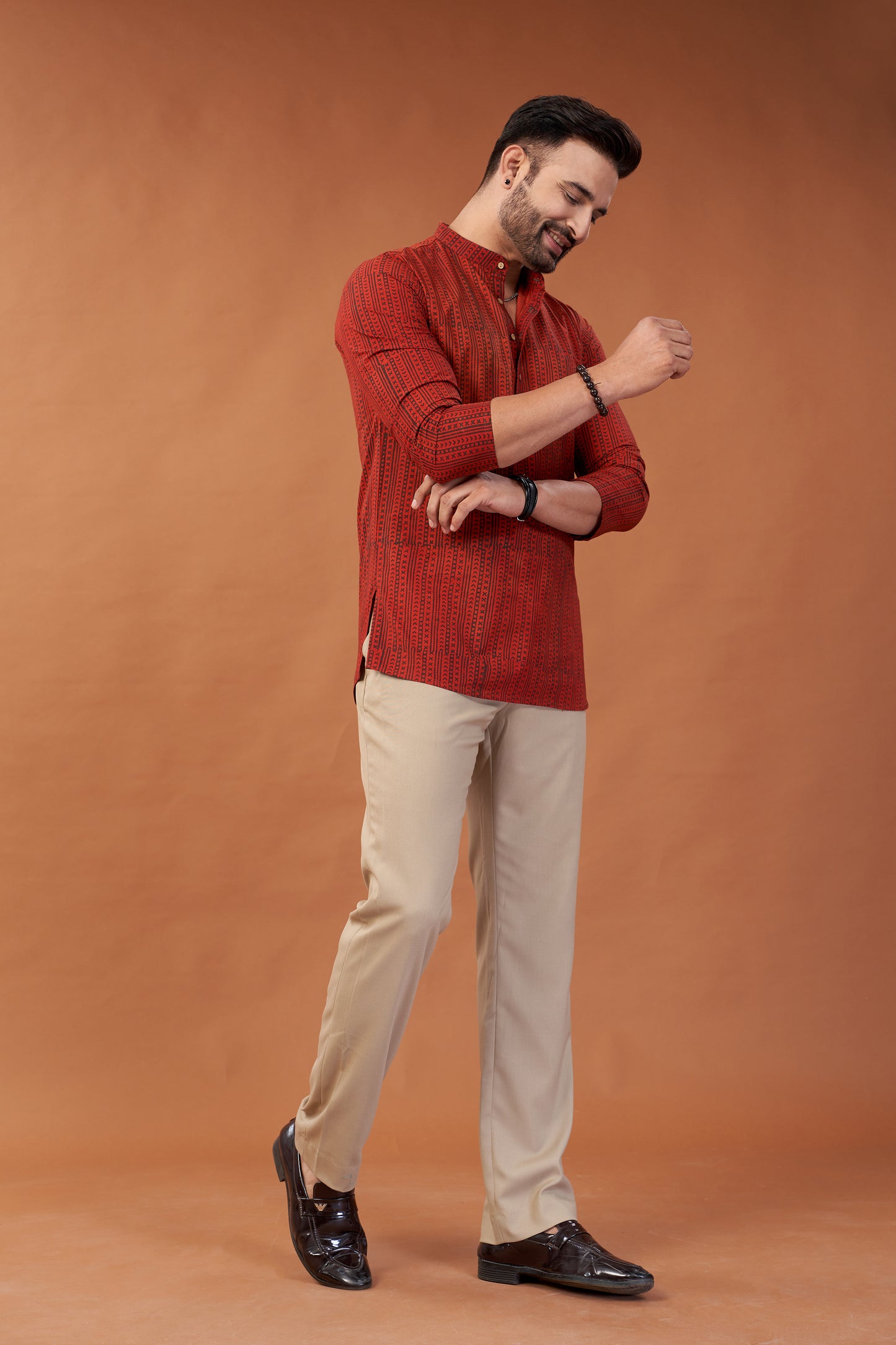 Ajrakh Red Kurta Shirt - Dedhia House