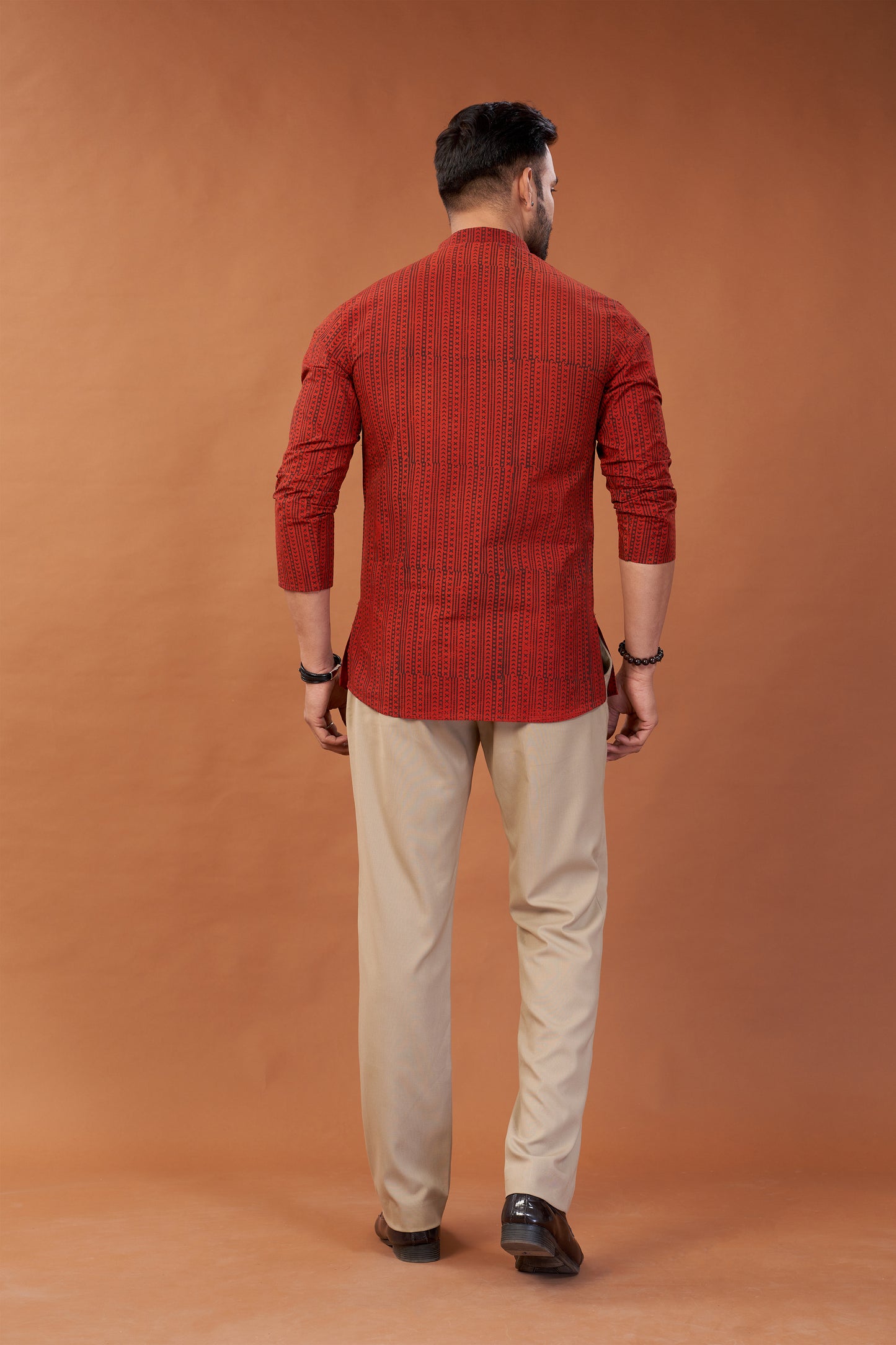 Ajrakh Red Kurta Shirt - Dedhia House