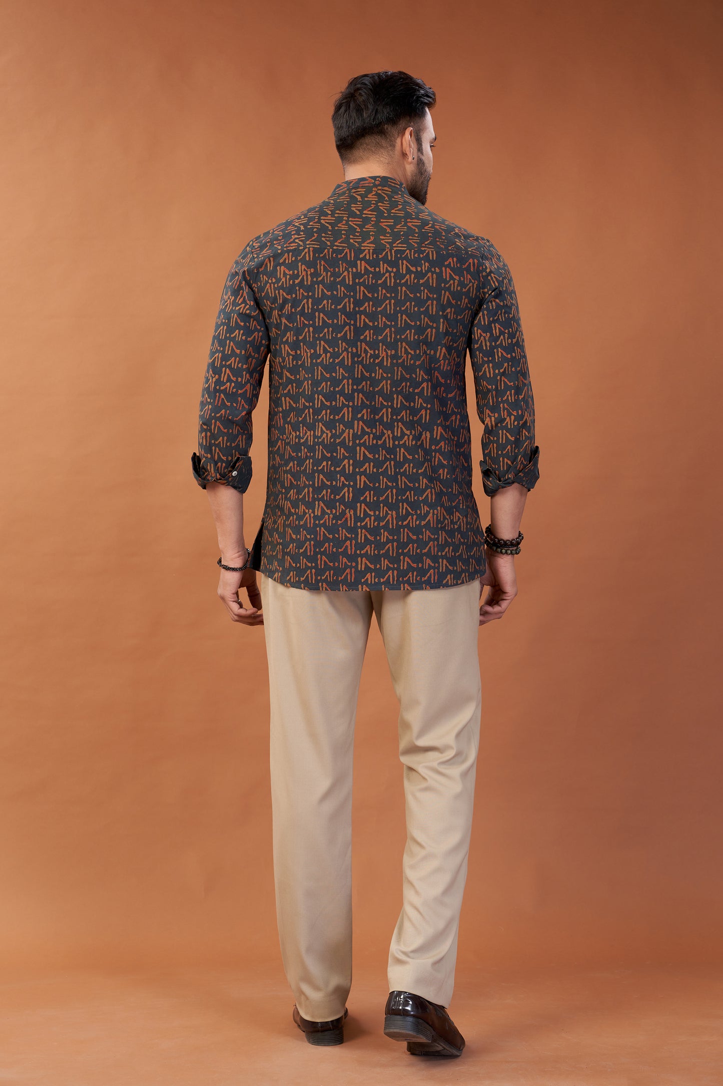 Ajrakh Dark Green Kurta Shirt - Dedhia House