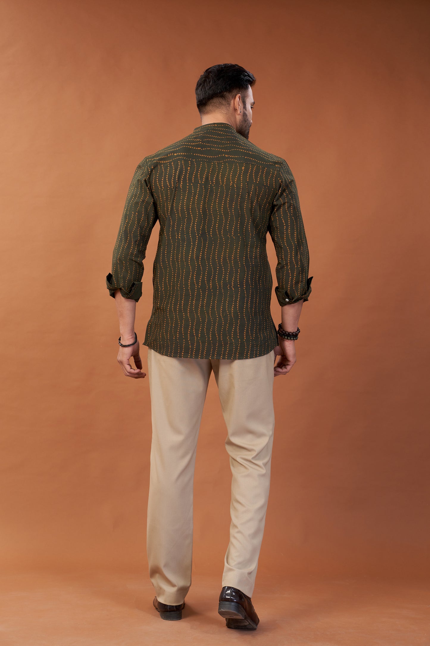 Ajrakh Dark Green Kurta Shirt - Dedhia House