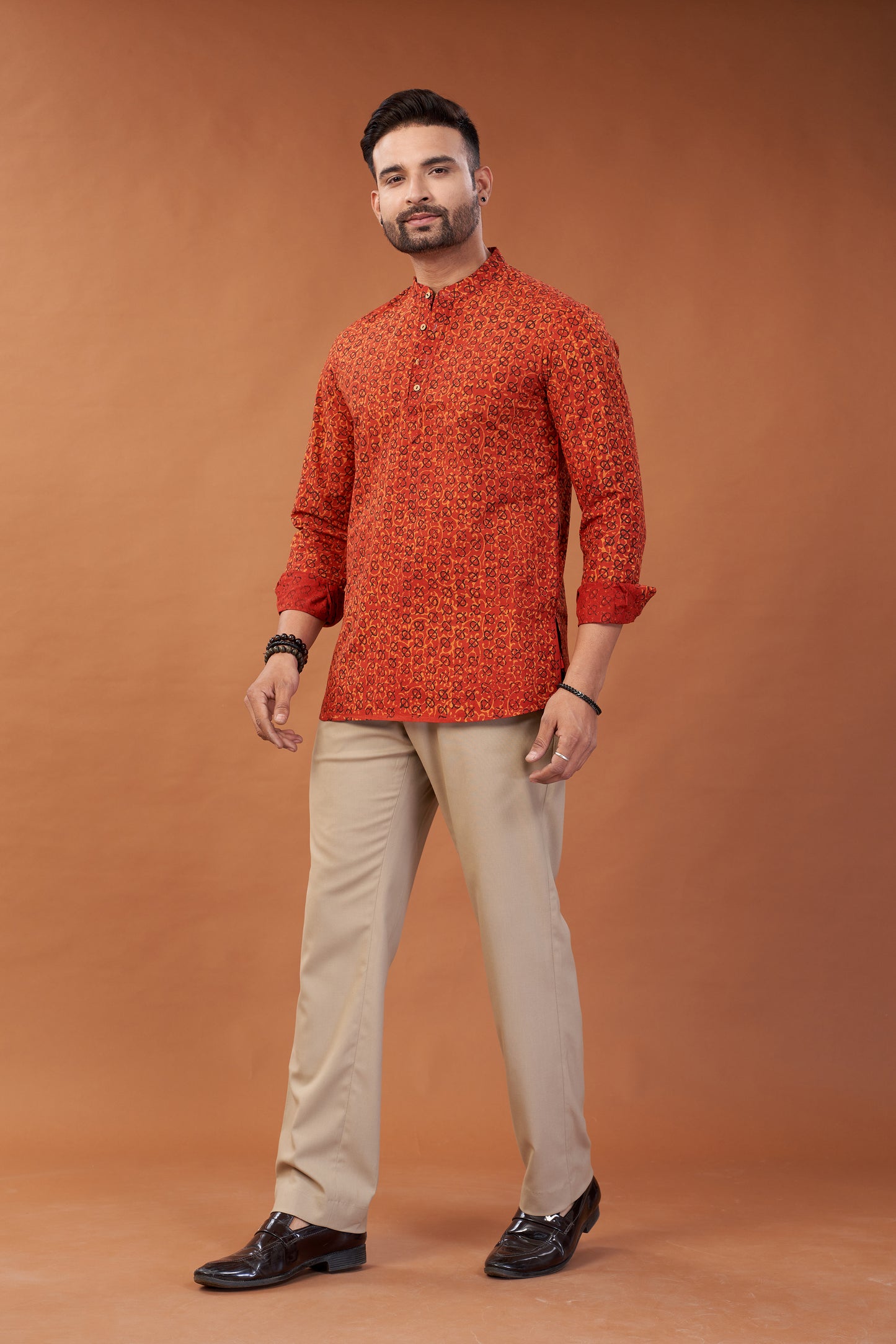 Ajrakh Red Kurta Shirt - Dedhia House