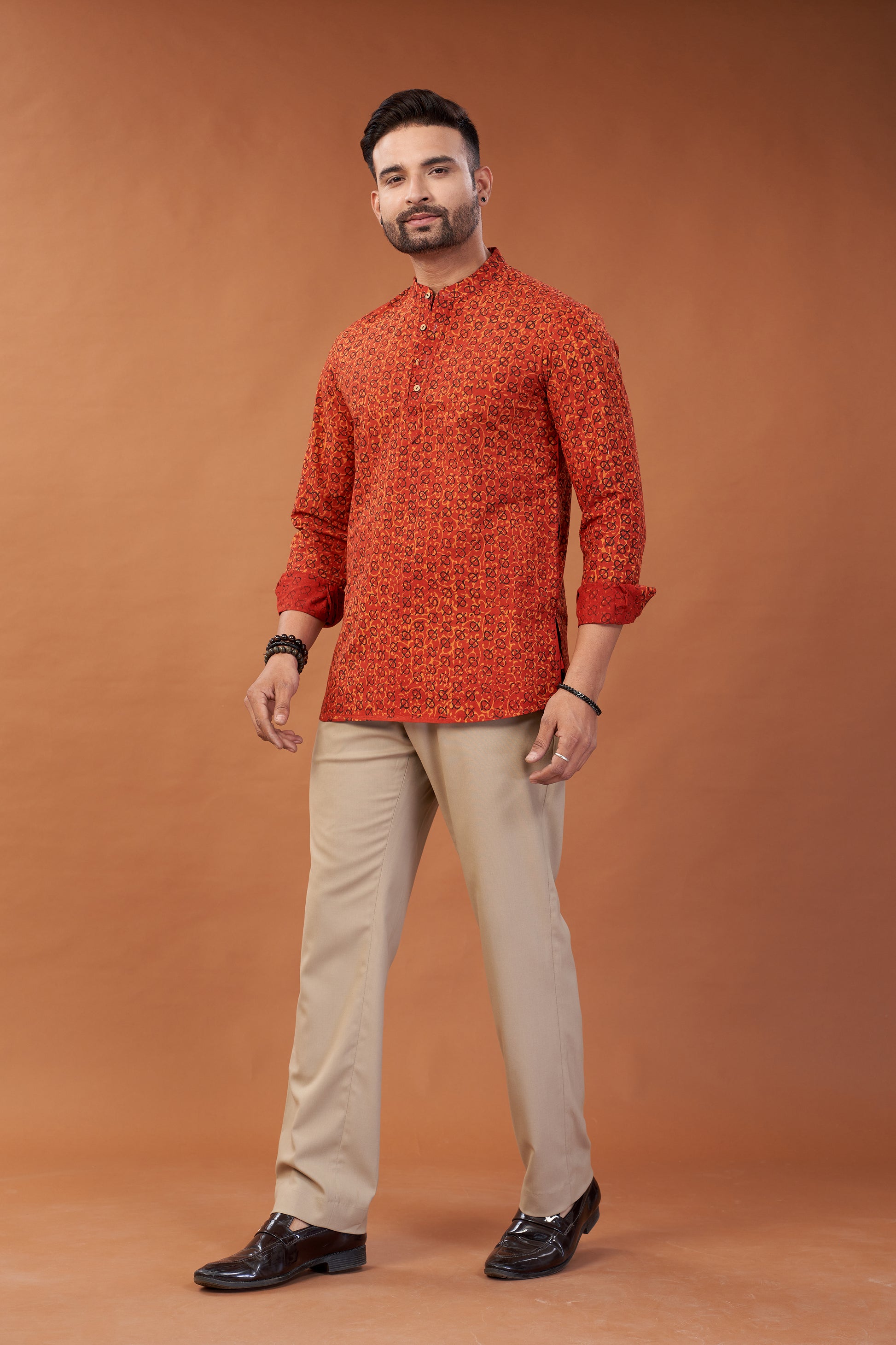 Ajrakh Red Kurta Shirt - Dedhia House