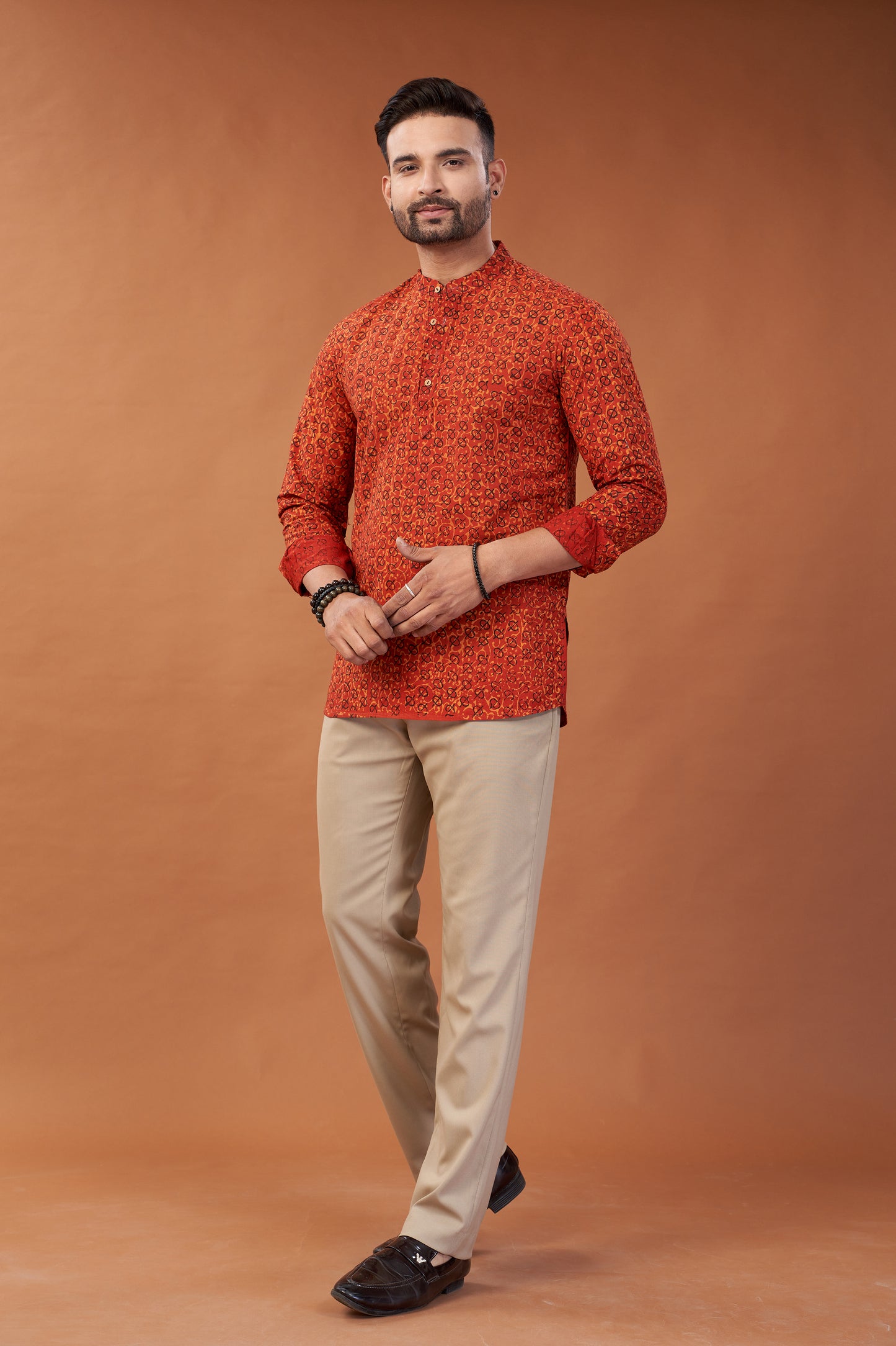 Ajrakh Red Kurta Shirt - Dedhia House
