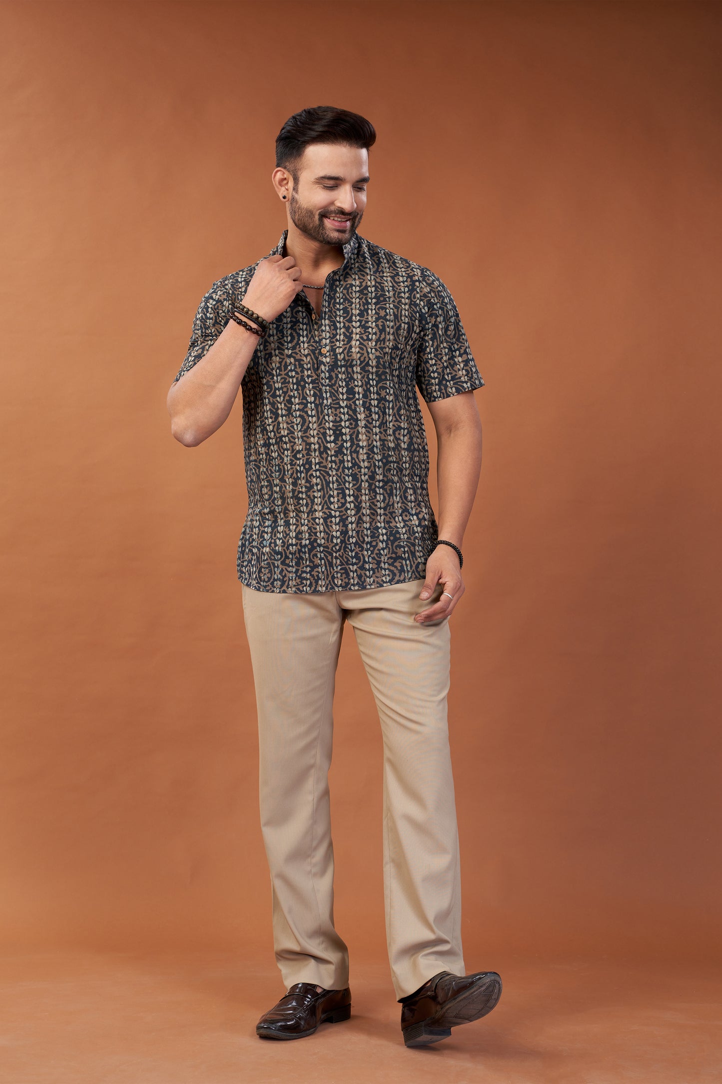 Ajrakh Black Kurta T-shirt - Dedhia House