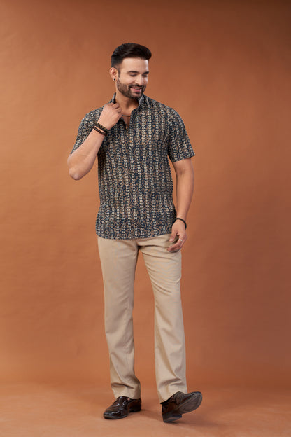 Ajrakh Black Kurta T-shirt - Dedhia House