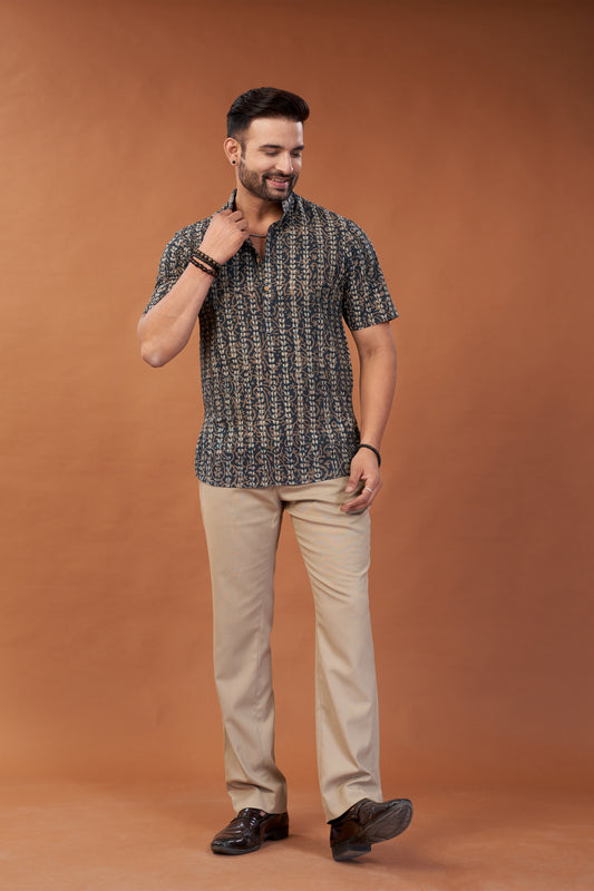 Ajrakh Black Kurta T-shirt - Dedhia House