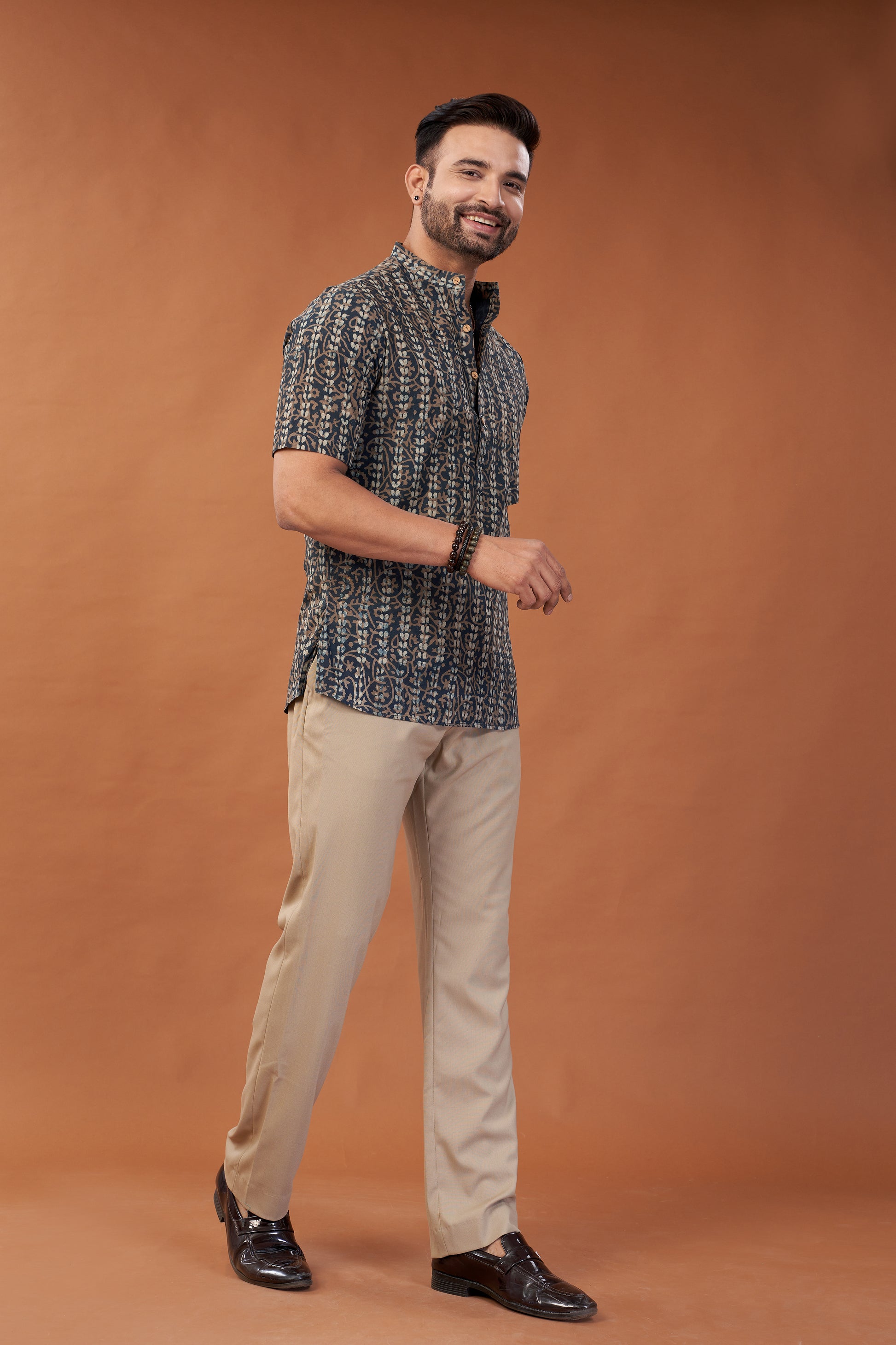 Ajrakh Black Kurta T-shirt - Dedhia House